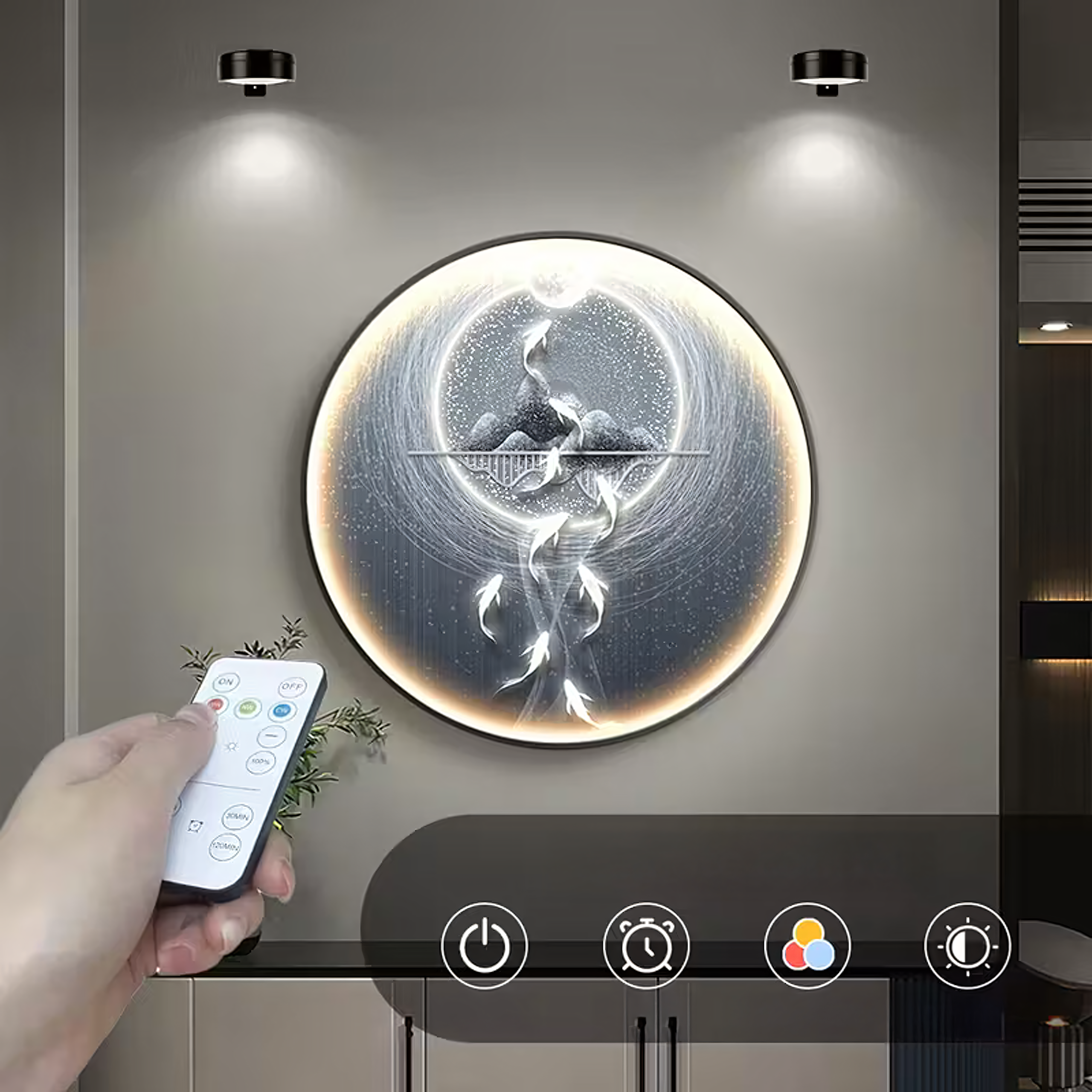 Lampa Led Magnetyczna Bezprzewodowa Klinkiet Ścienna do Obrazów Pilot - obrazek 9