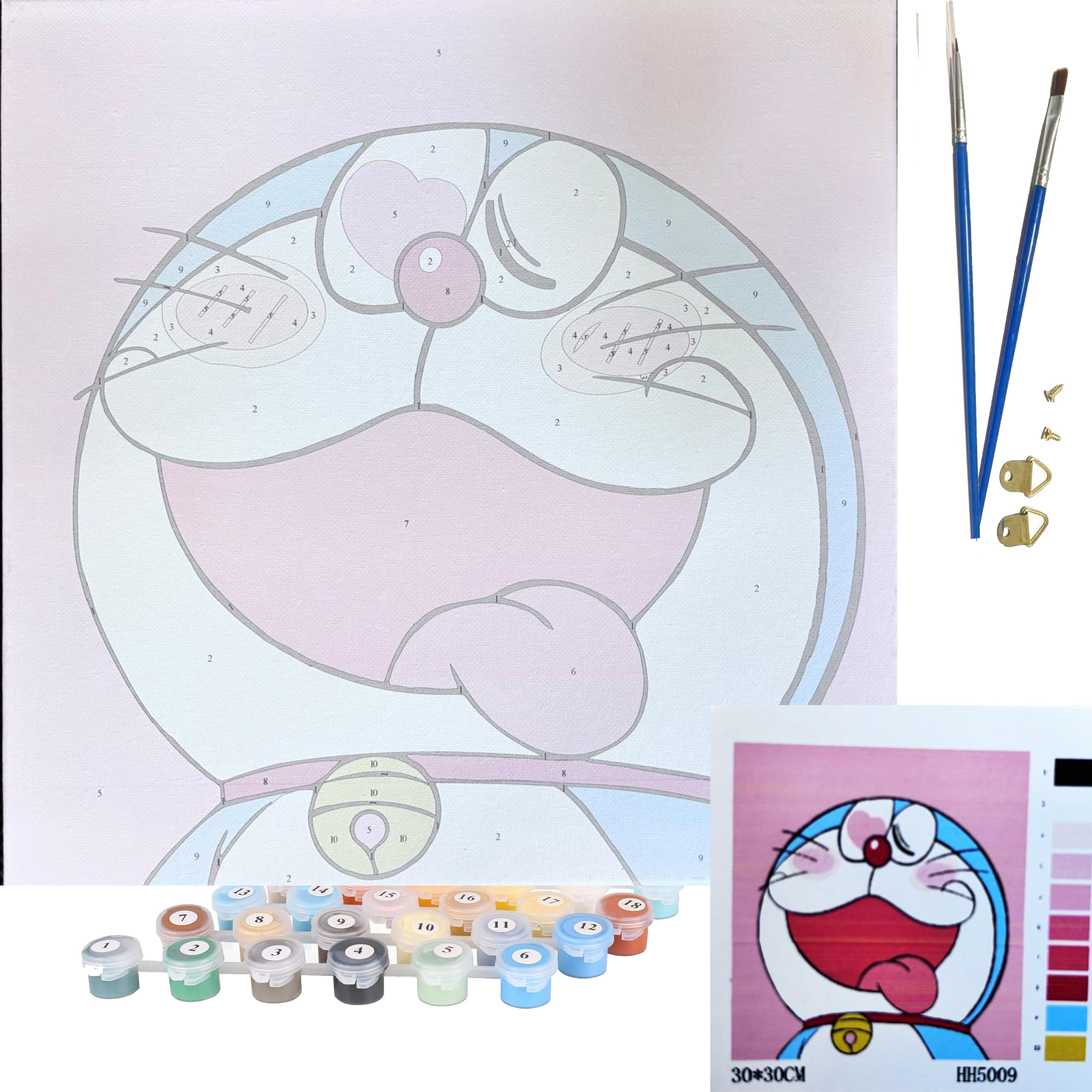 MALOWANIE PO NUMERACH OBRAZ Z RAMĄ ZESTAW PĘDZLE FARBY 30x30 DLA DZIECI - obrazek 9