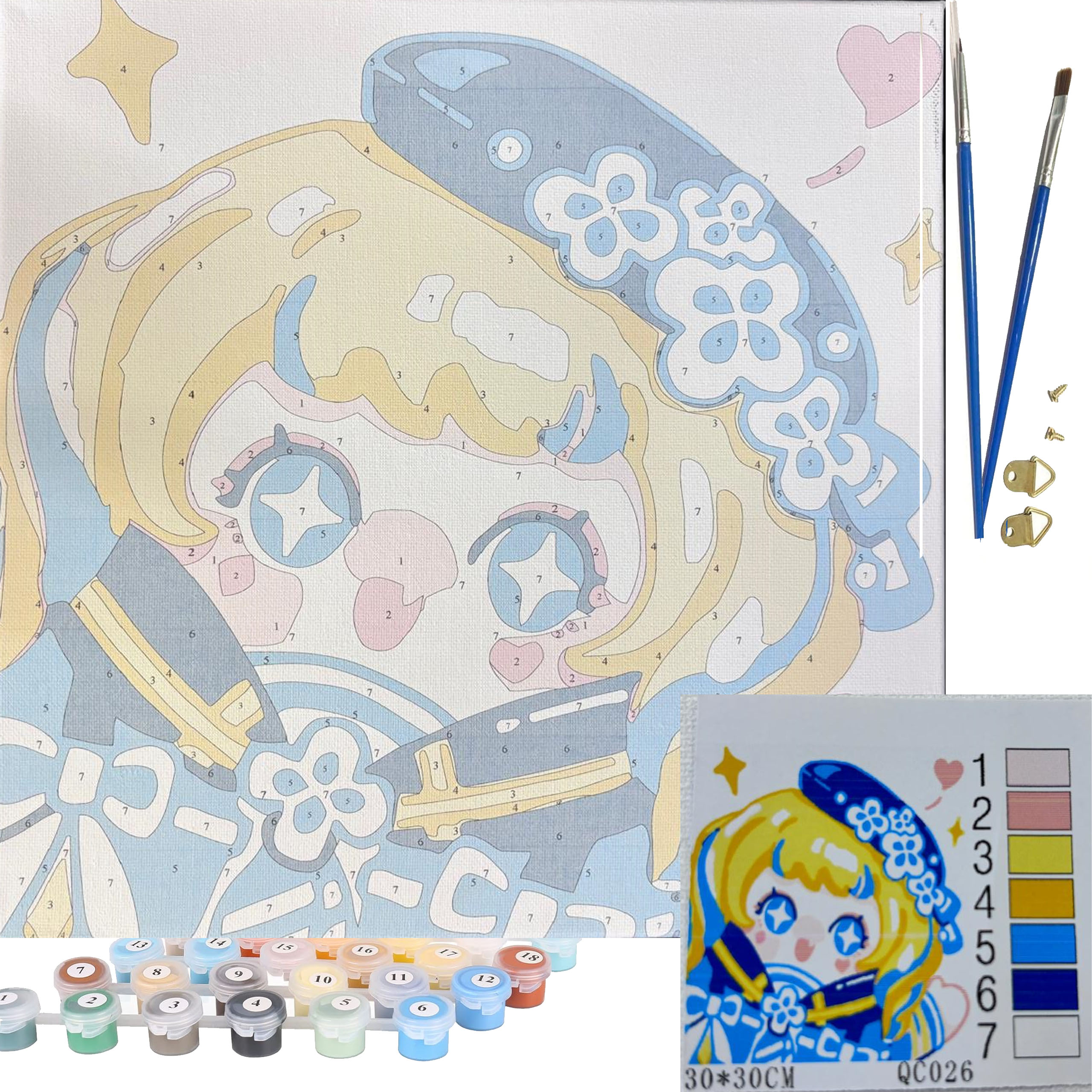 MALOWANIE PO NUMERACH OBRAZ Z RAMĄ ZESTAW PĘDZLE FARBY 30x30 DLA DZIECI - obrazek 7