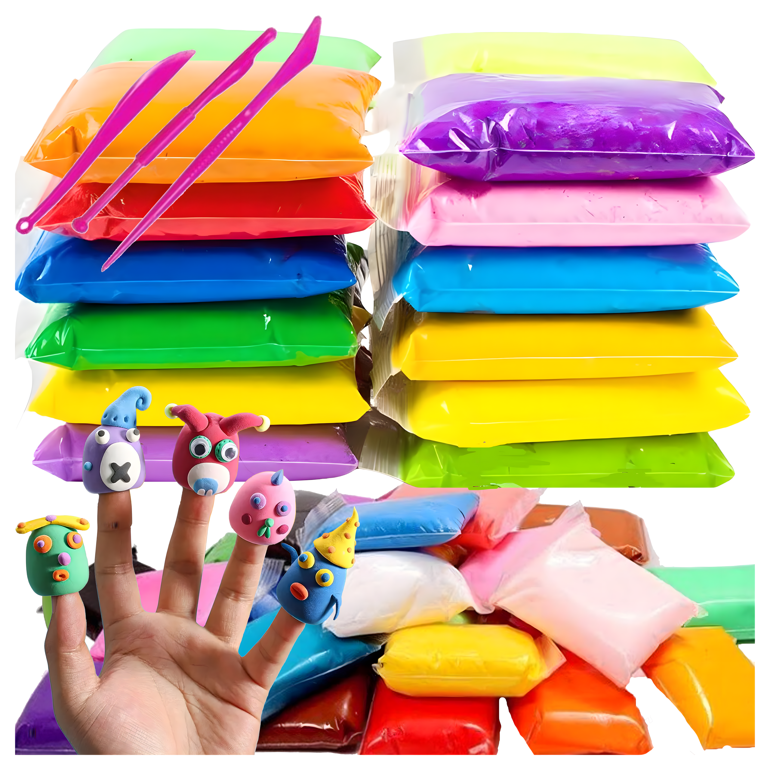 Piankolina 12szt Ciastolina Glina Pianka + Nożyki Magiczna Masa Plastyczna