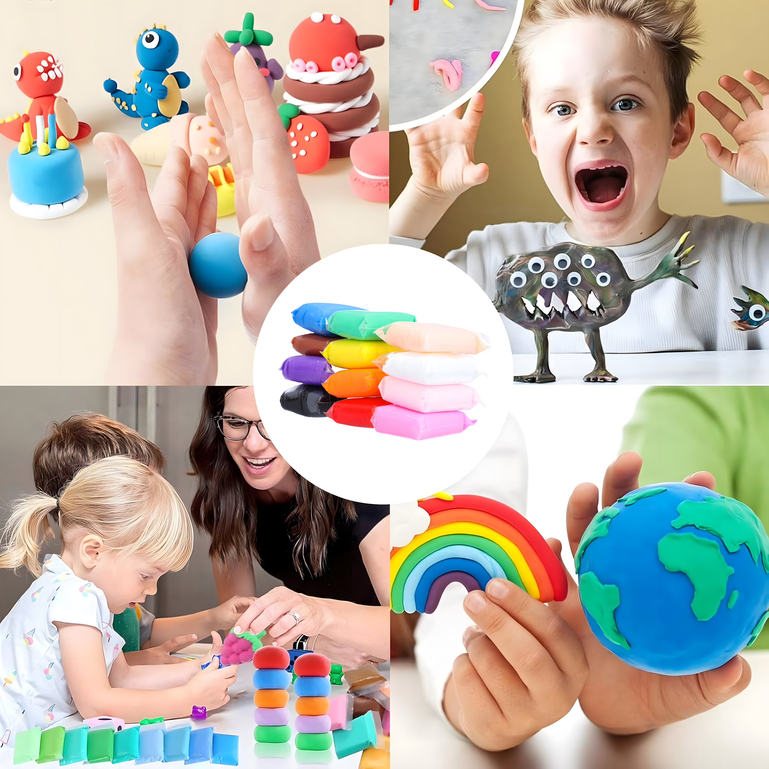 Piankolina 12szt Ciastolina Glina Pianka + Nożyki Magiczna Masa Plastyczna - obrazek 4