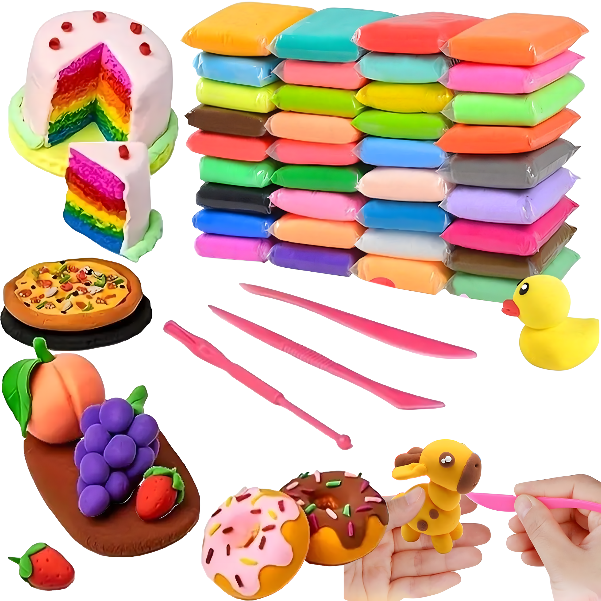 Piankolina 36szt Ciastolina Glina Pianka + Nożyki Magiczna Masa Plastyczna