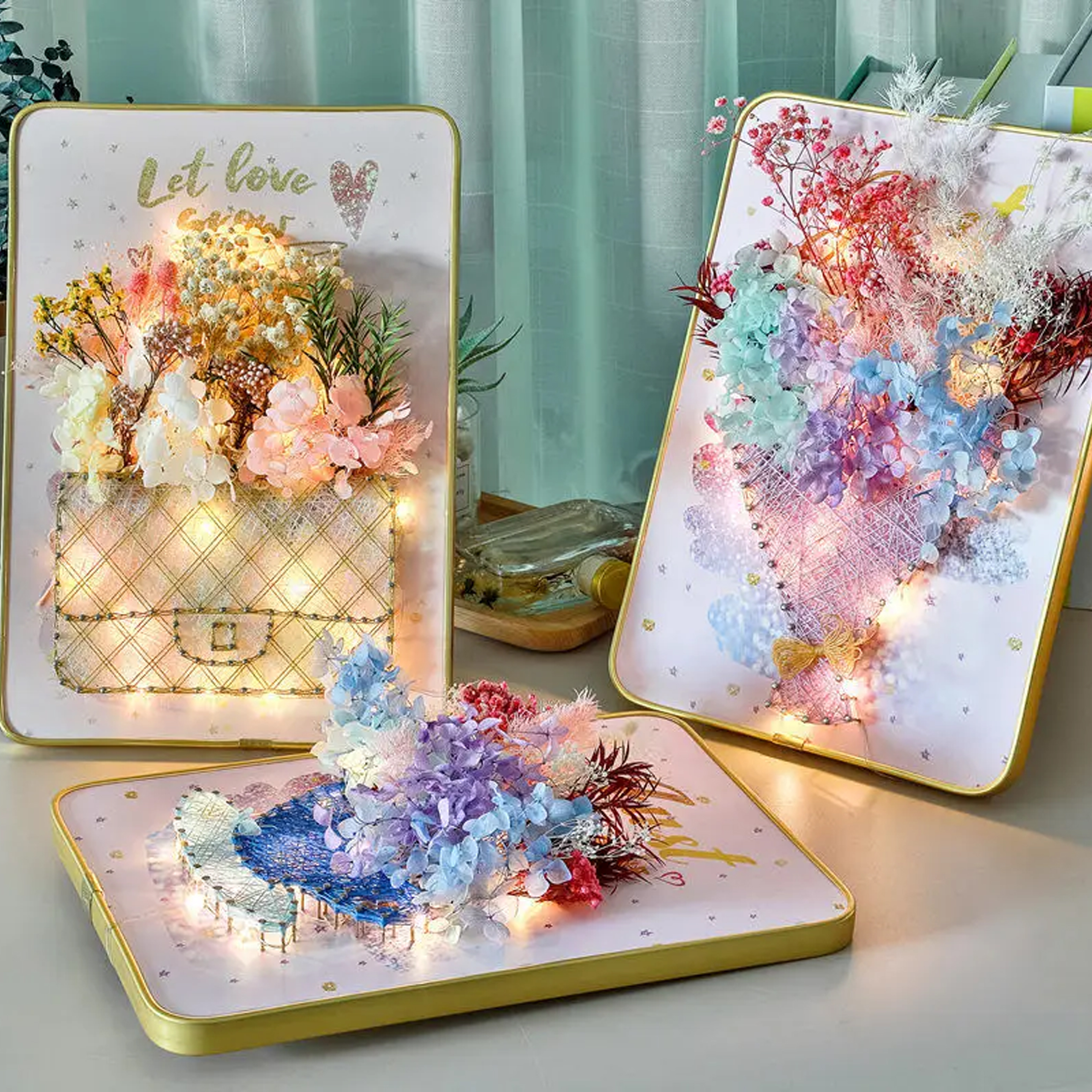 ZESTAW KREATYWNY DO STRING ART PRZEPLATANKA HAFT OBRAZ LED W RAMCE 21x30 CM - obrazek 3