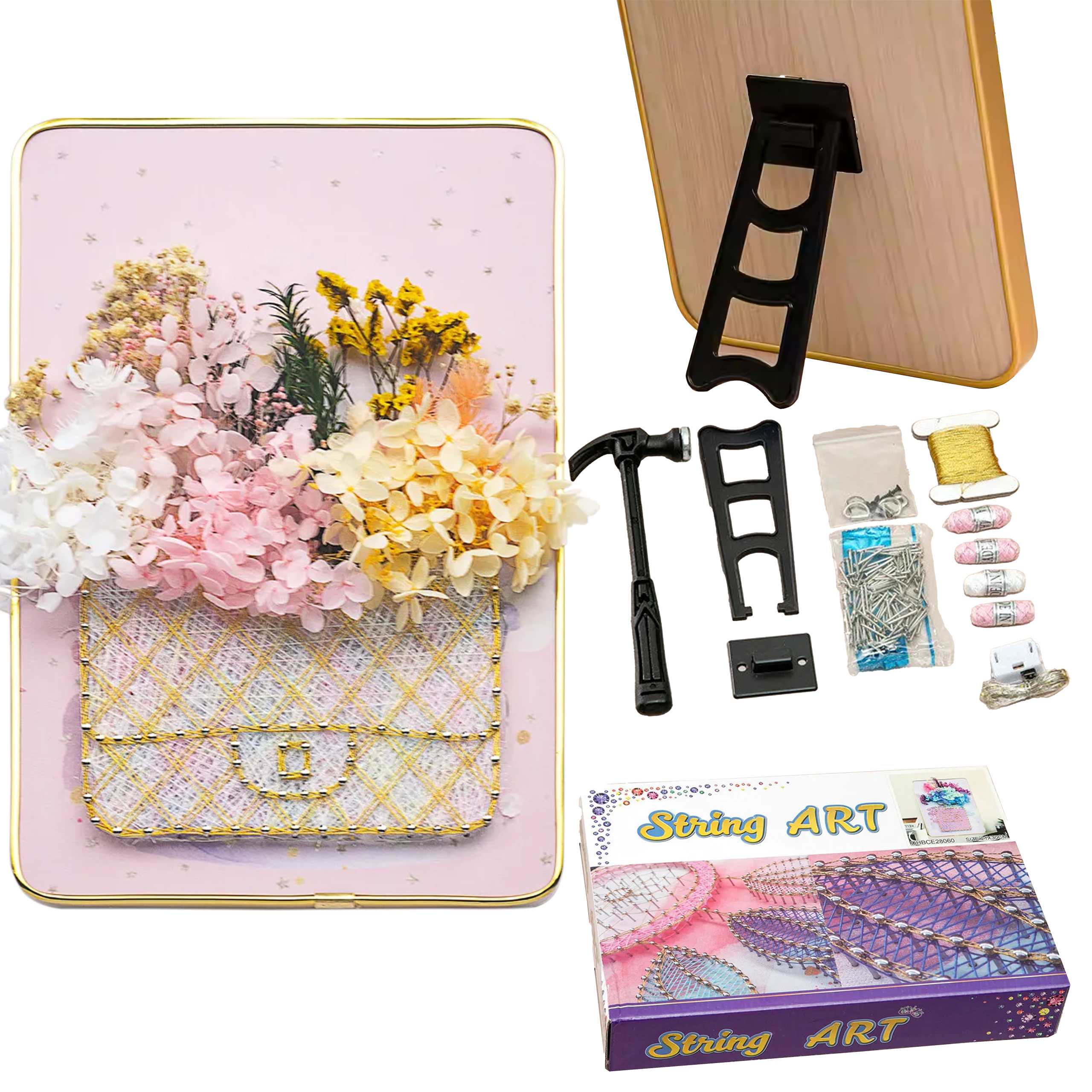 ZESTAW KREATYWNY DO STRING ART PRZEPLATANKA HAFT OBRAZ LED W RAMCE 21x30 CM - obrazek 11