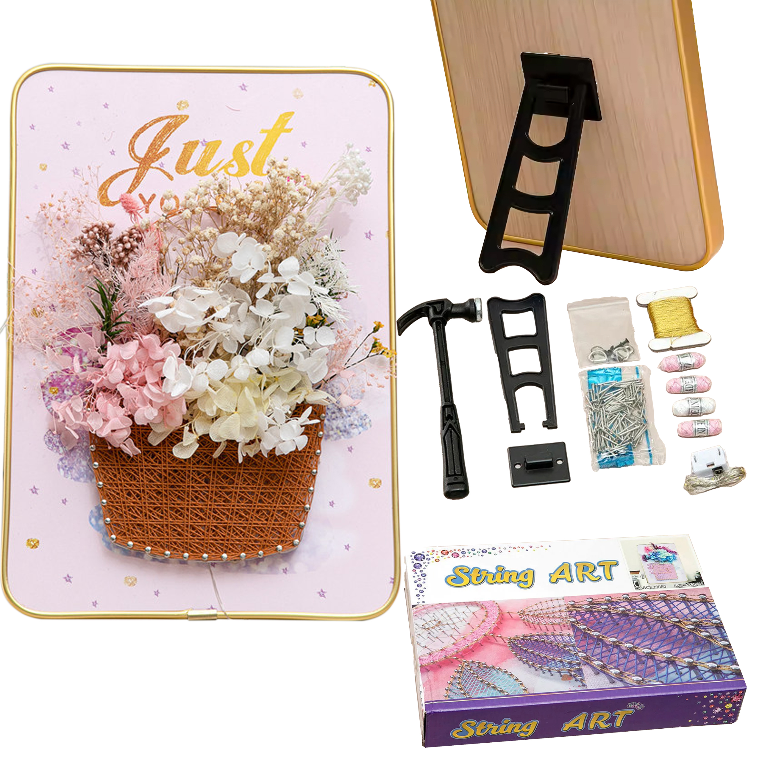 ZESTAW KREATYWNY DO STRING ART PRZEPLATANKA HAFT OBRAZ LED W RAMCE 21x30 CM - obrazek 9