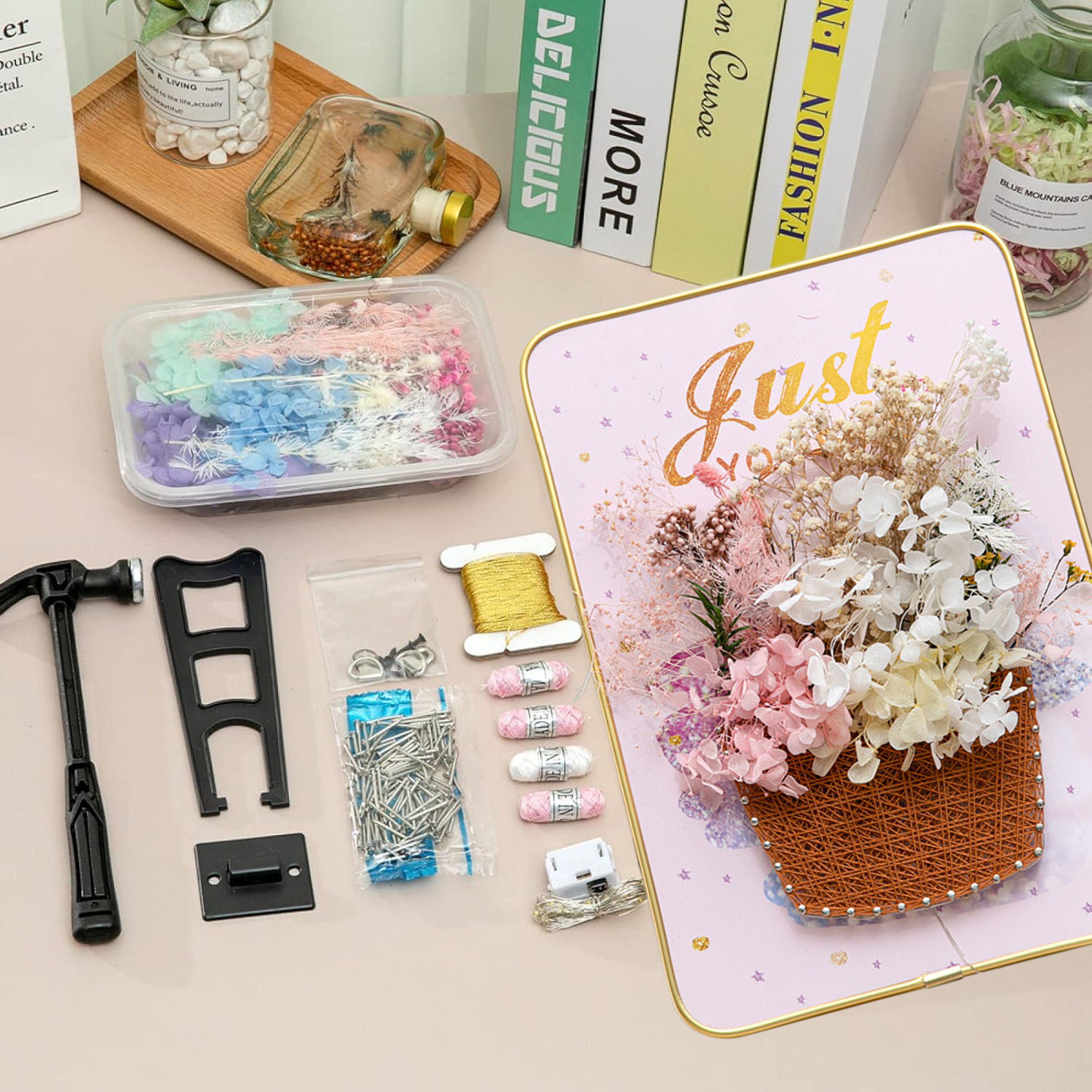 ZESTAW KREATYWNY DO STRING ART PRZEPLATANKA HAFT OBRAZ LED W RAMCE 21x30 CM - obrazek 11