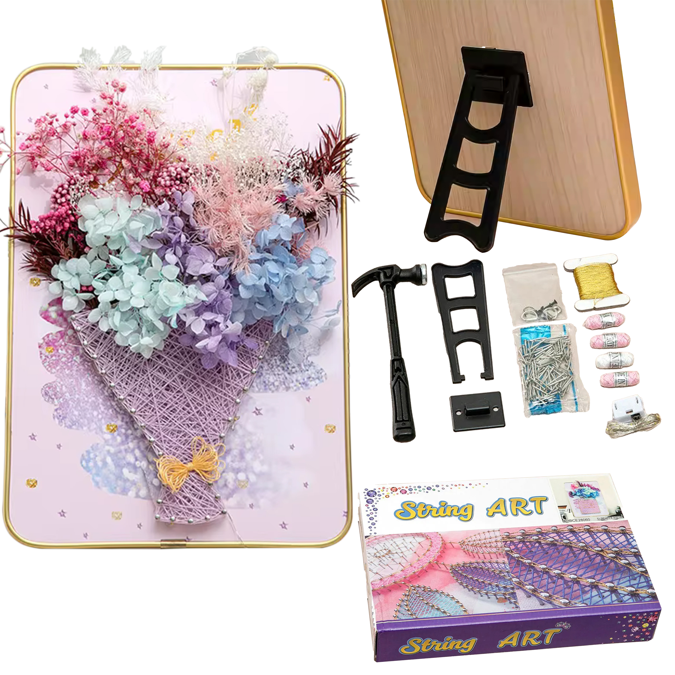 ZESTAW KREATYWNY DO STRING ART PRZEPLATANKA HAFT OBRAZ LED W RAMCE 21x30 CM - obrazek 9