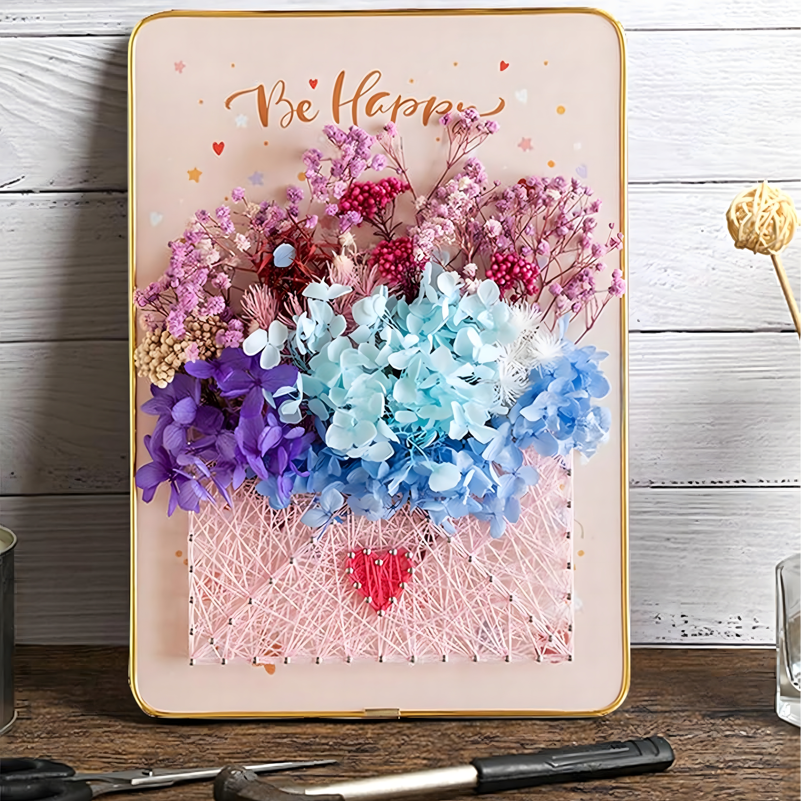 ZESTAW KREATYWNY DO STRING ART PRZEPLATANKA HAFT OBRAZ LED W RAMCE 21x30 CM - obrazek 5