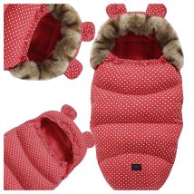 ŚPIWOREK WÓZKA FOTELIKA SANEK Z USZAMI FUTERKO OCIEPLANY NIEMOWLĘCY 100 CM