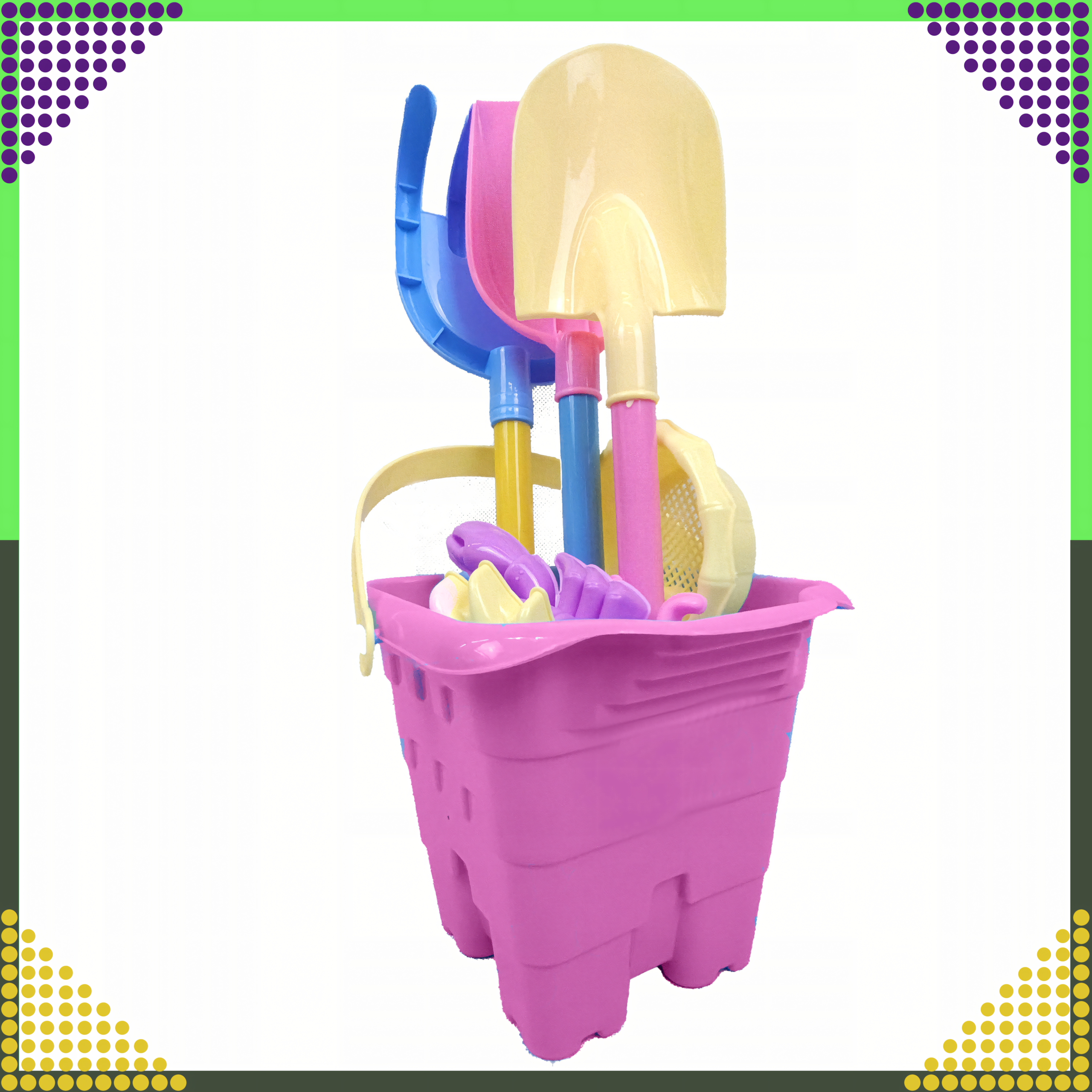 Wiaderko Foremki 9 szt Zabawek Plażowych Ogrodowych do Piaskownicy Dzieci - obrazek 4