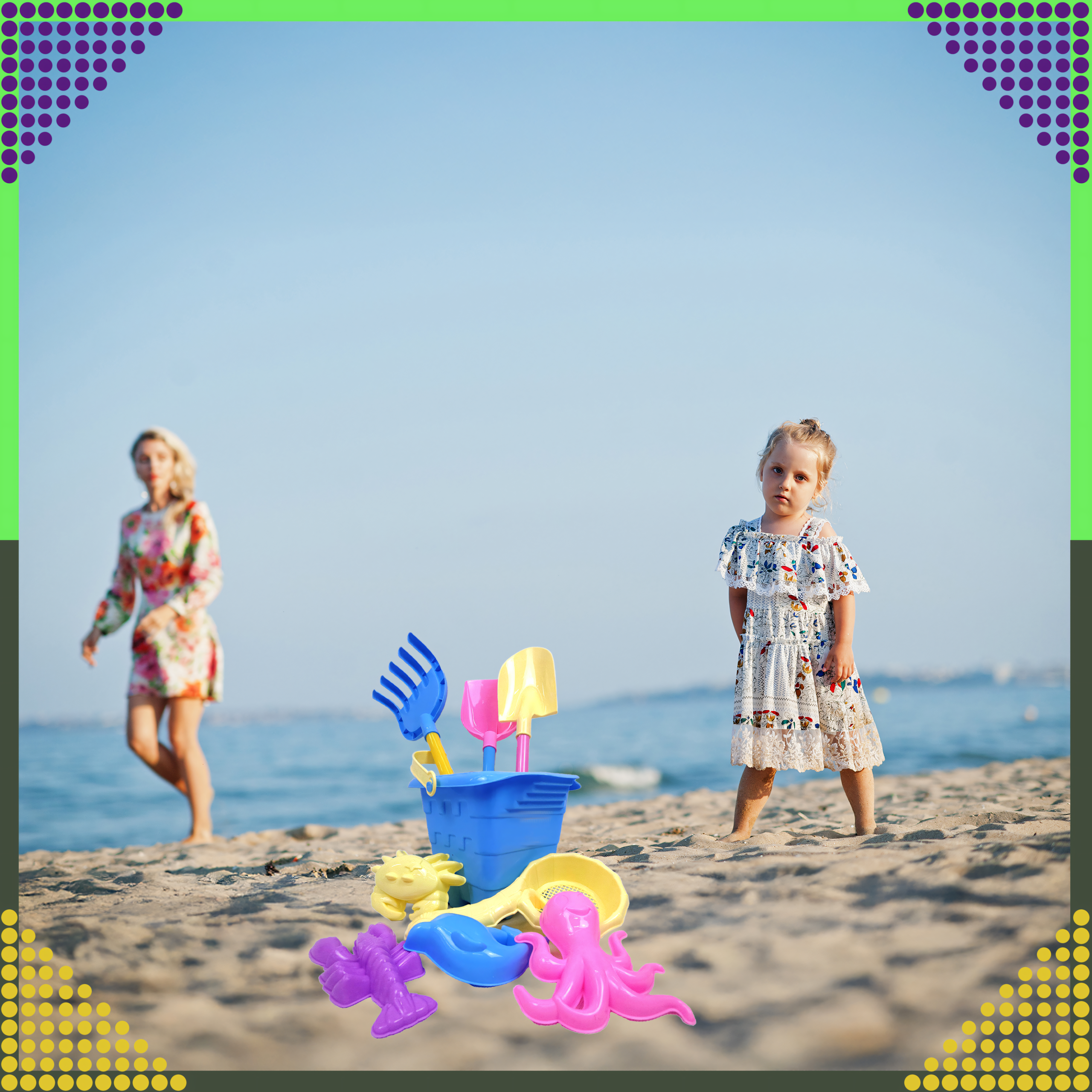 Wiaderko Foremki 9 szt Zabawek Plażowych Ogrodowych do Piaskownicy Dzieci - obrazek 9