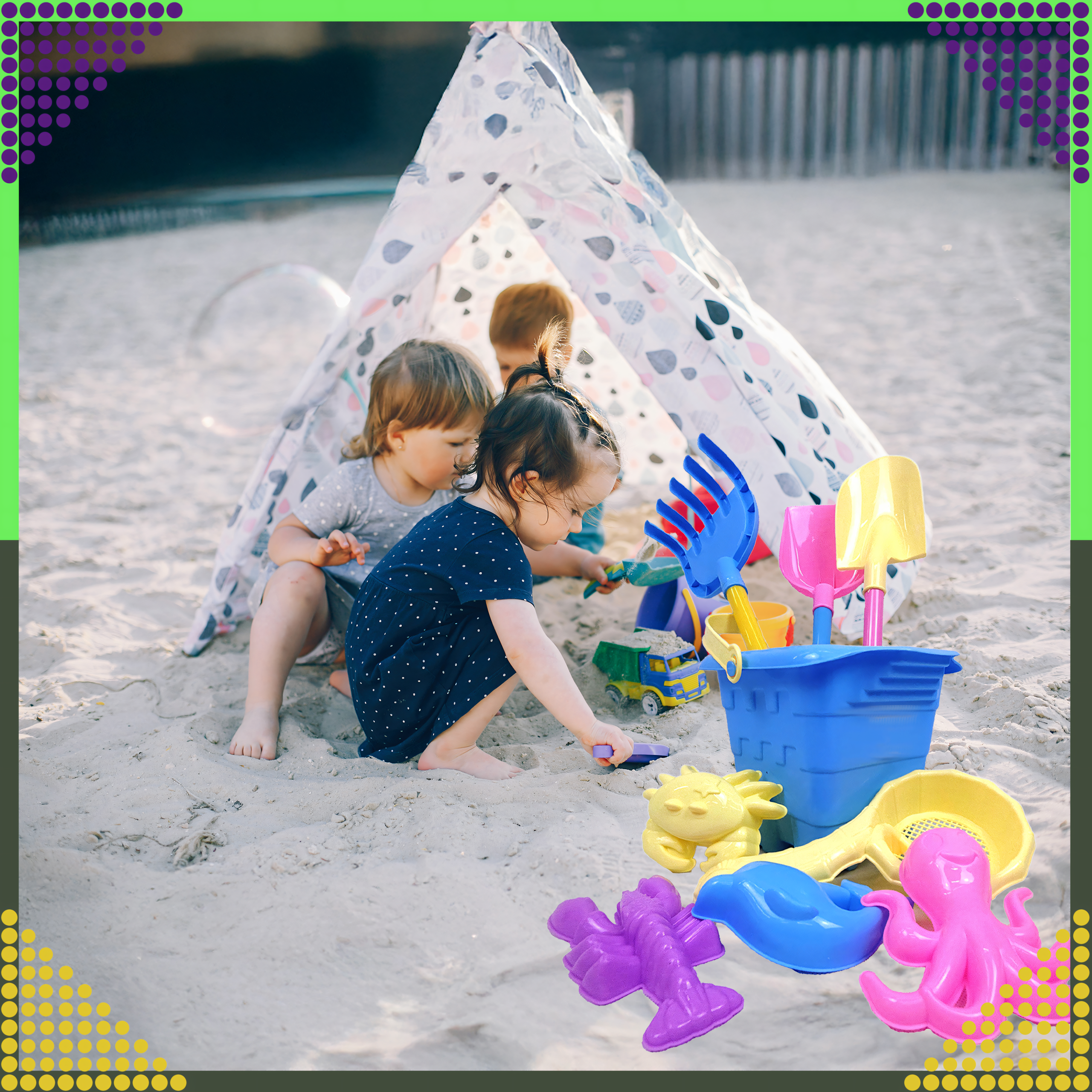 Wiaderko Foremki 9 szt Zabawek Plażowych Ogrodowych do Piaskownicy Dzieci - obrazek 11