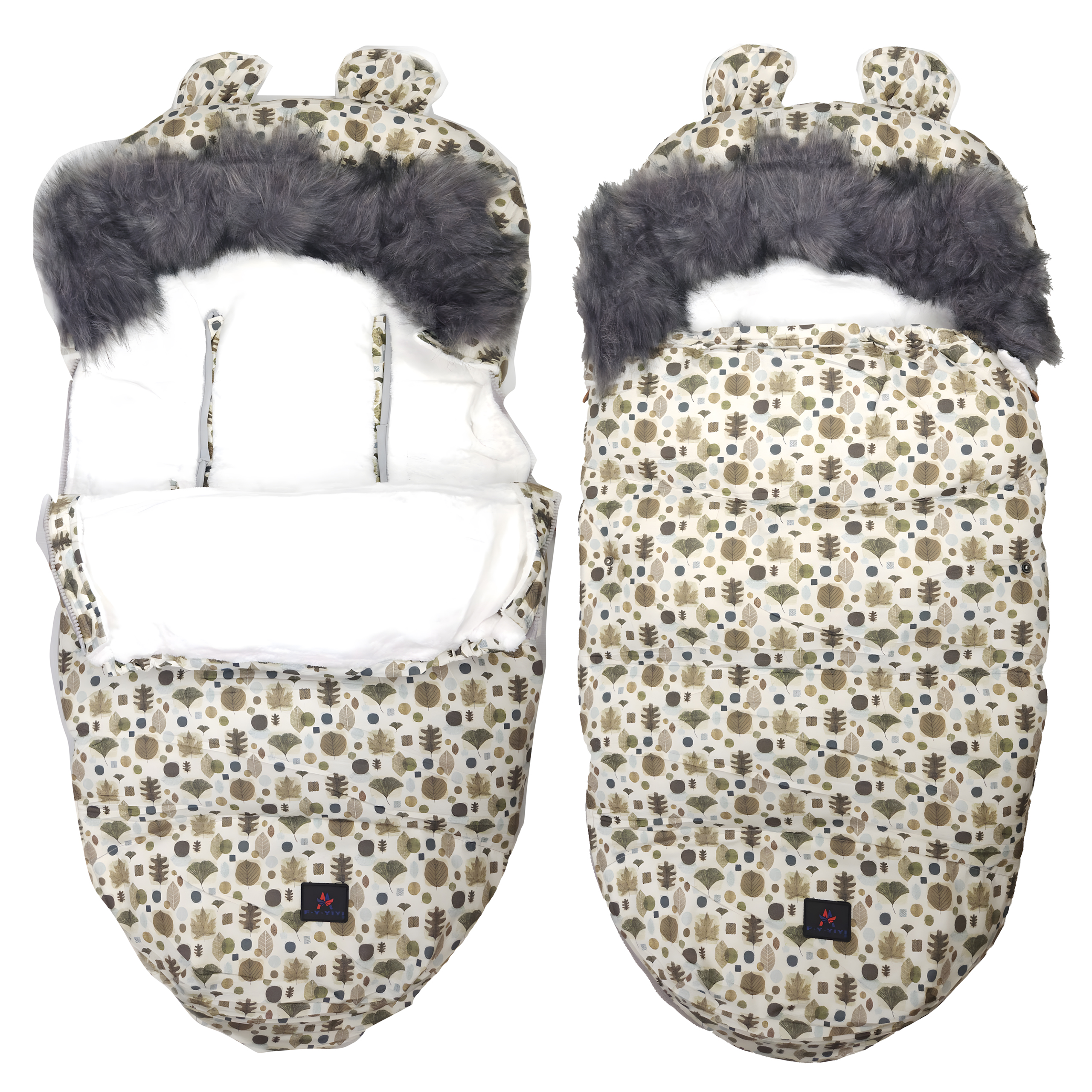 ŚPIWOREK WÓZKA FOTELIKA SANEK Z USZAMI FUTERKO OCIEPLANY NIEMOWLĘCY 100 CM - obrazek 6