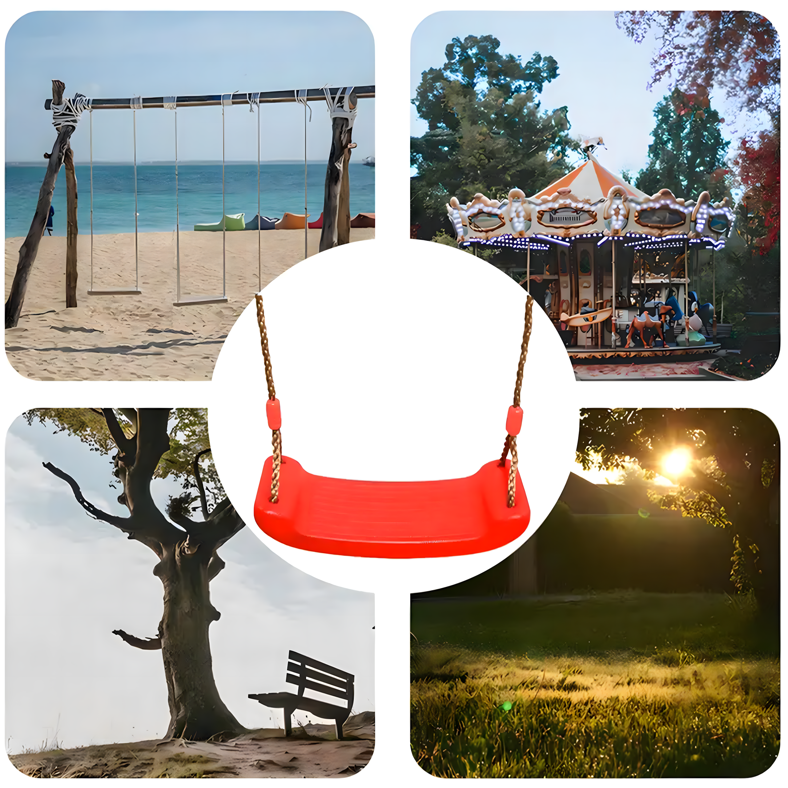 Huśtawka Ogrodowa dla Dzieci Ławeczka Deska Mocna Lekka + Karabińczyki - obrazek 9