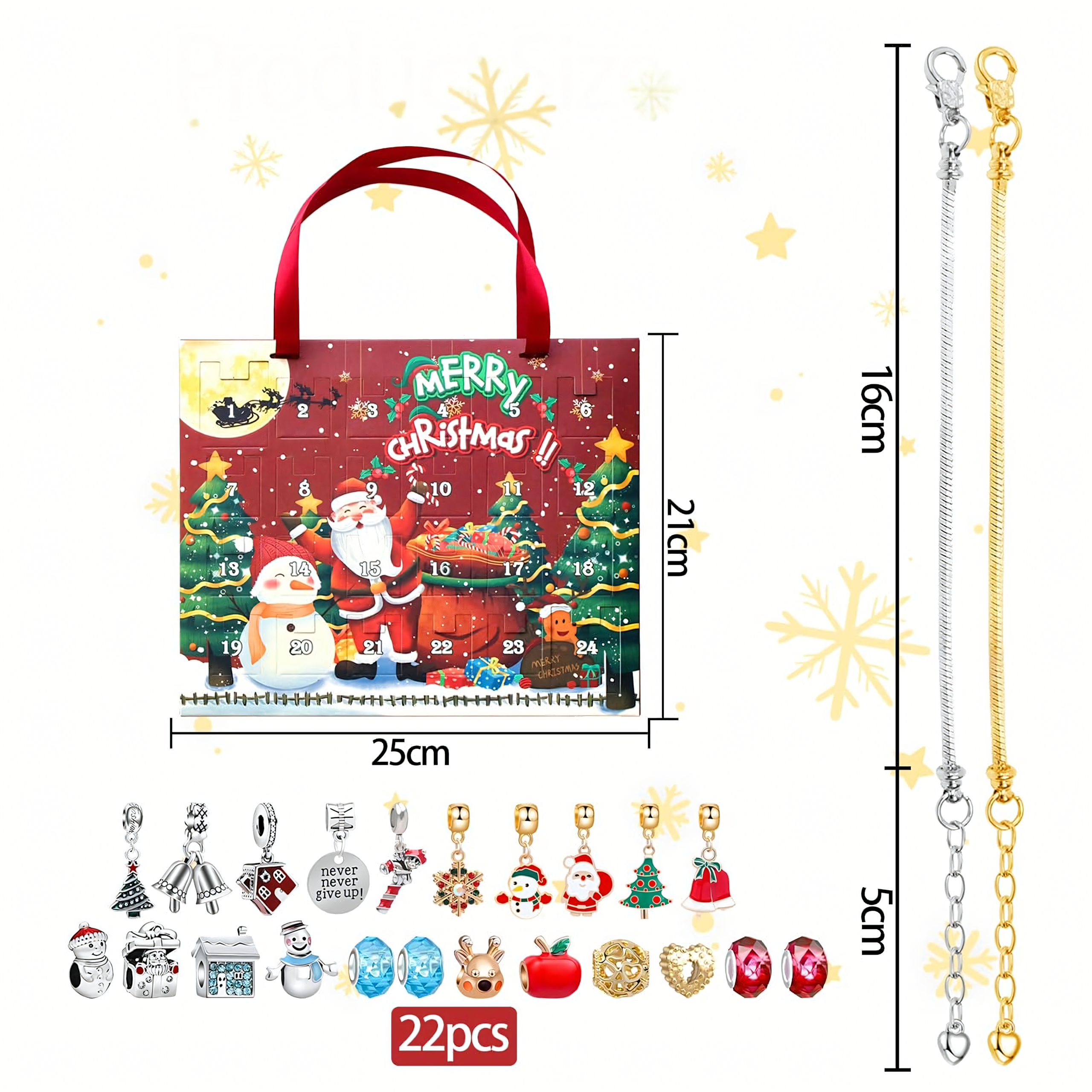 Kalendarz adwentowy Bransoletki Biżuteria Zawieszki 24 szt Diy Prezent - obrazek 3