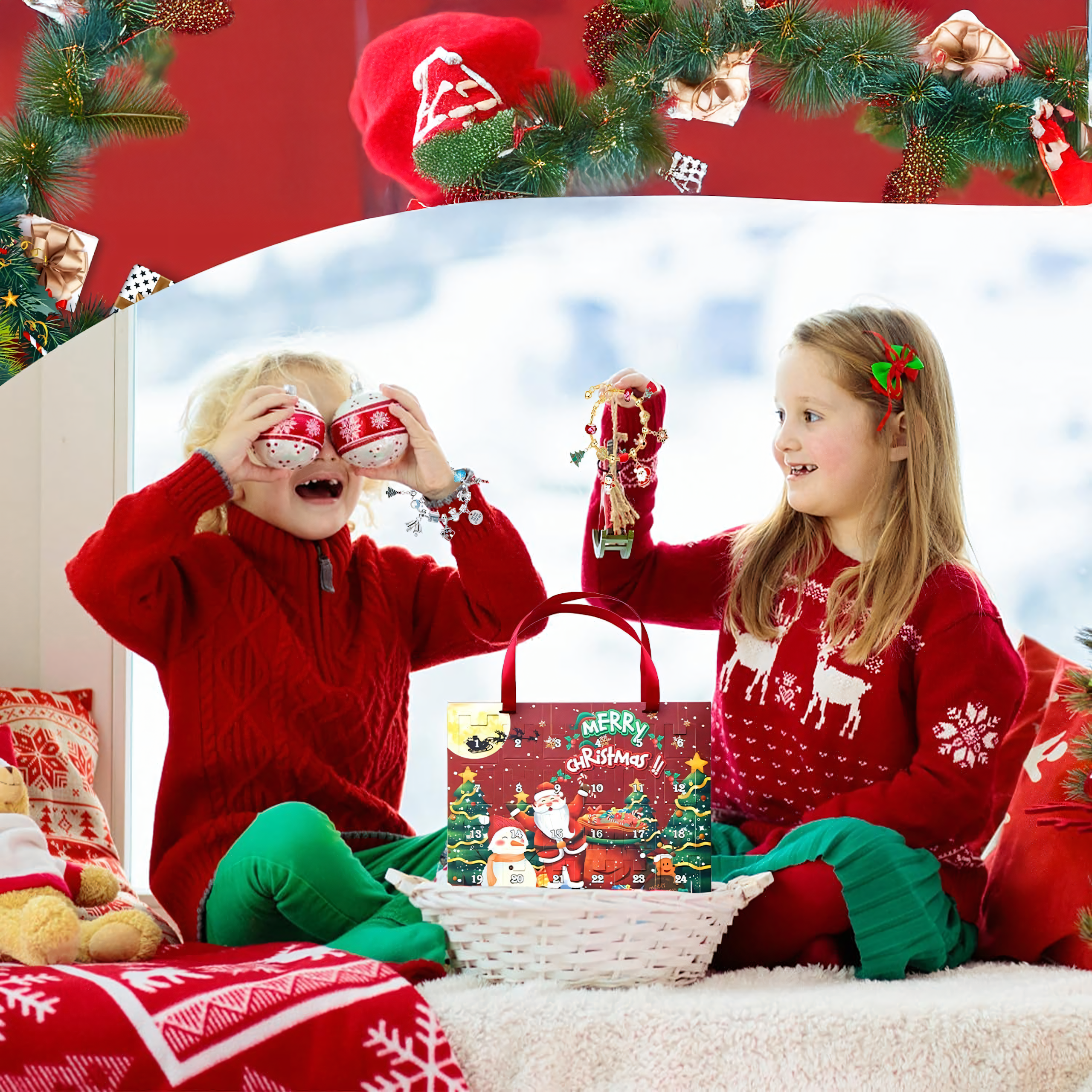 Kalendarz adwentowy Bransoletki Biżuteria Zawieszki 24 szt Diy Prezent - obrazek 6