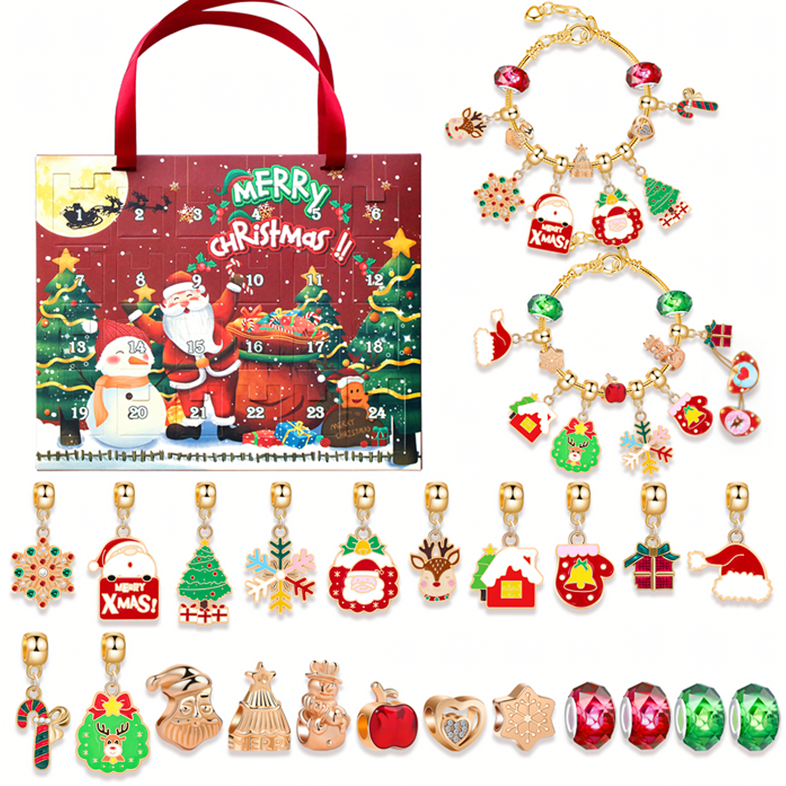Kalendarz adwentowy Bransoletki Biżuteria Zawieszki 24 szt Diy Prezent - obrazek 8