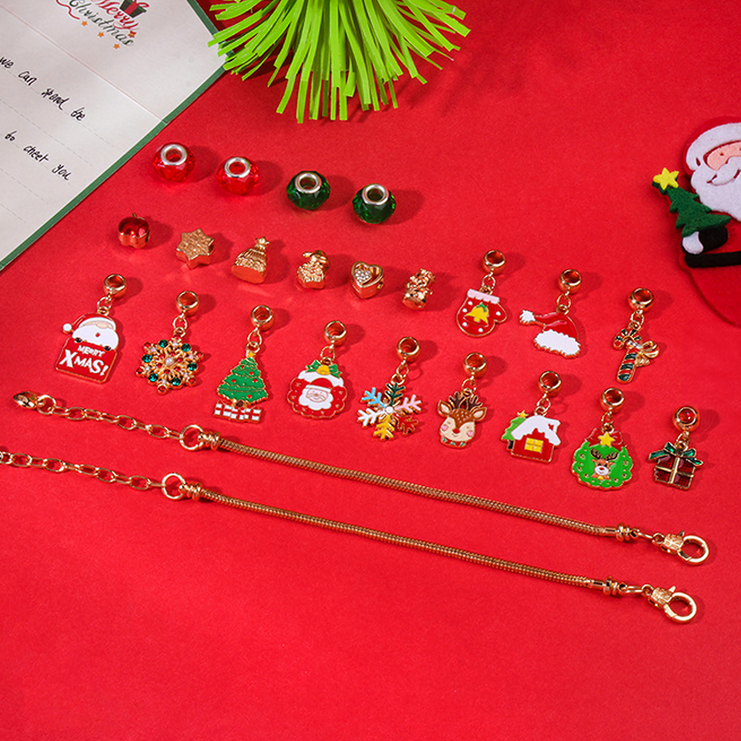 Kalendarz adwentowy Bransoletki Biżuteria Zawieszki 24 szt Diy Prezent - obrazek 9