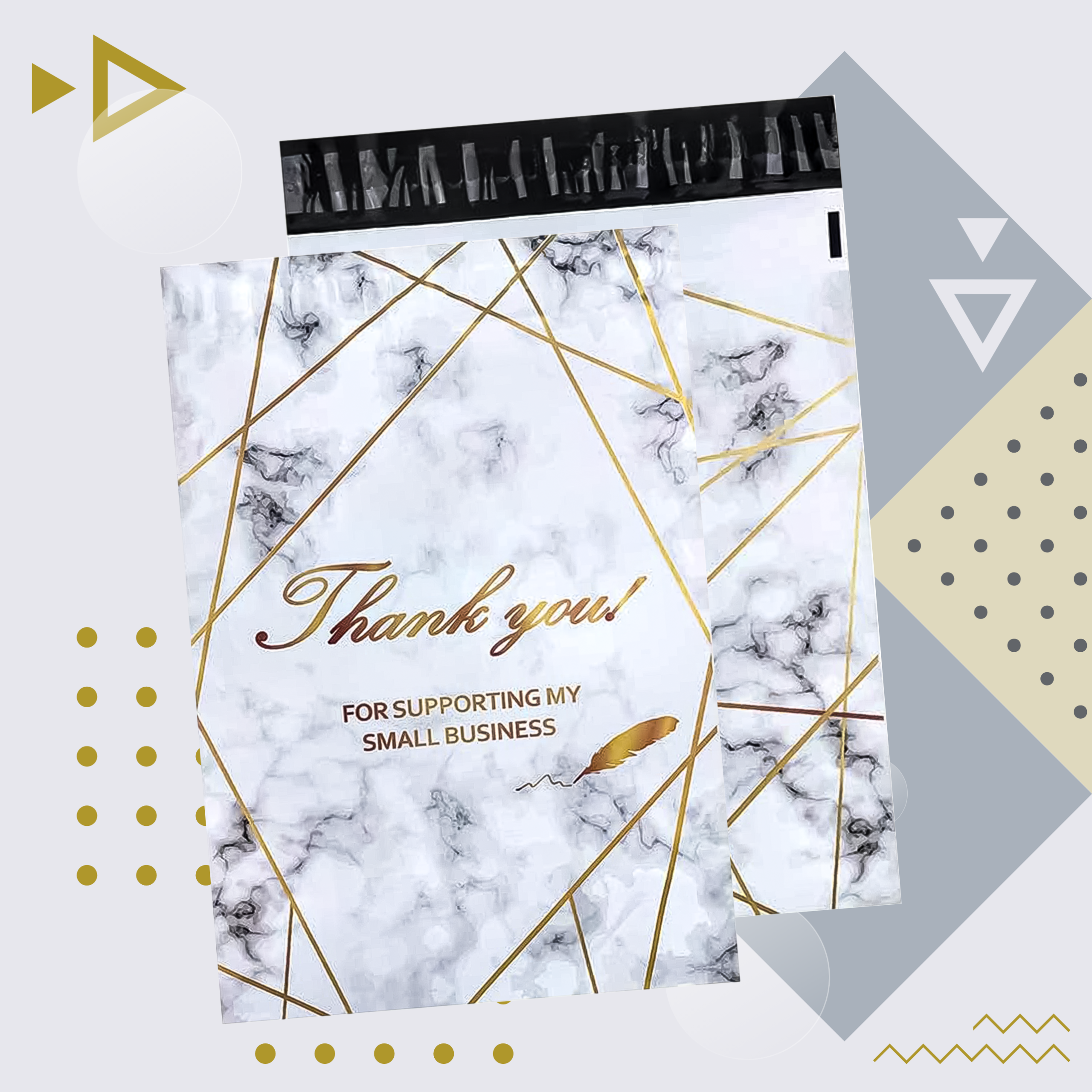 FOLIOPAKI KURIERSKIE MOCNE 255x370 ZŁOTY MARMUR THANK YOU 50szt - obrazek 4