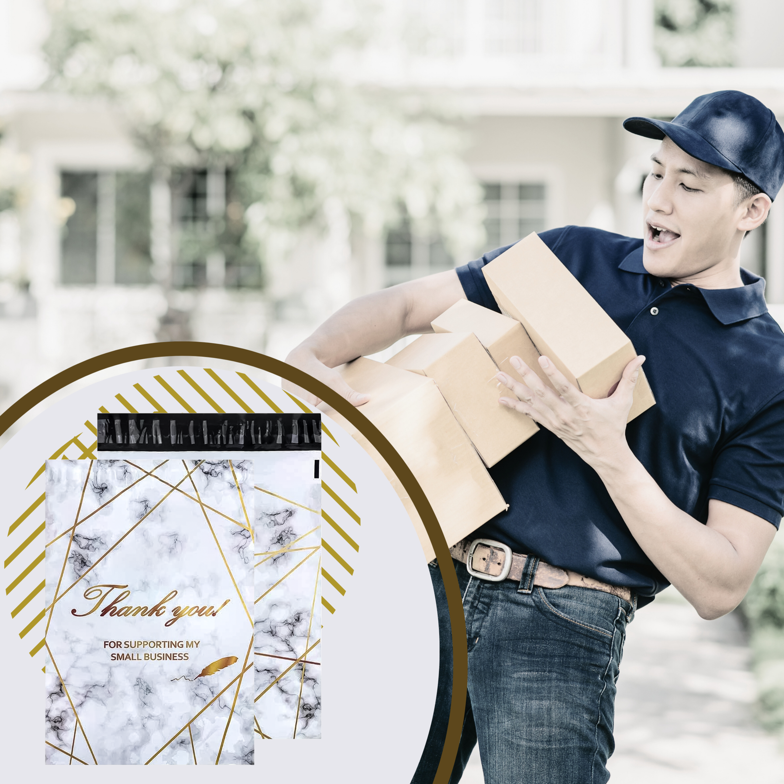 FOLIOPAKI KURIERSKIE MOCNE 255x370 ZŁOTY MARMUR THANK YOU 50szt - obrazek 10