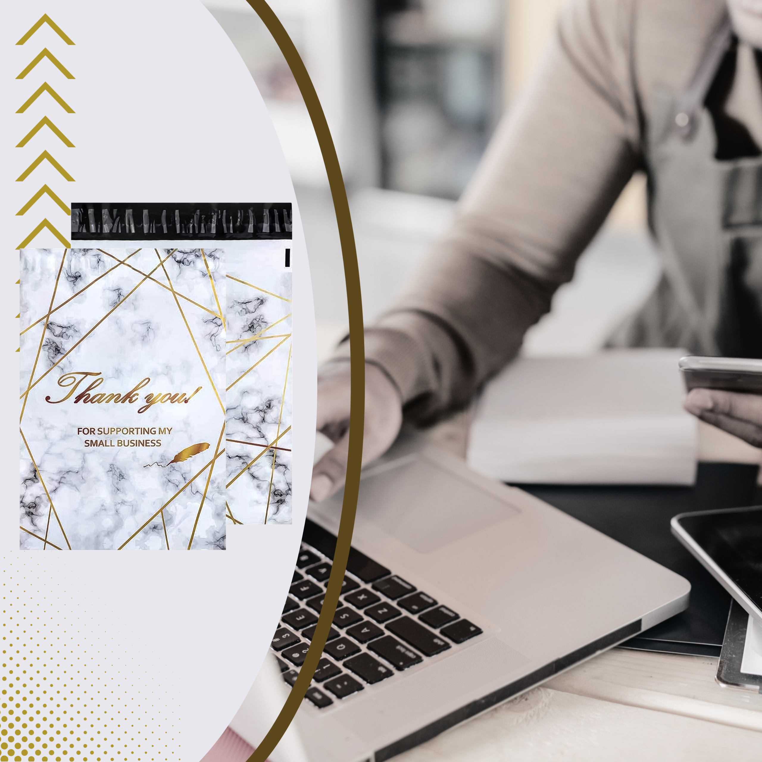 FOLIOPAKI KURIERSKIE MOCNE 255x370 ZŁOTY MARMUR THANK YOU 50szt - obrazek 11