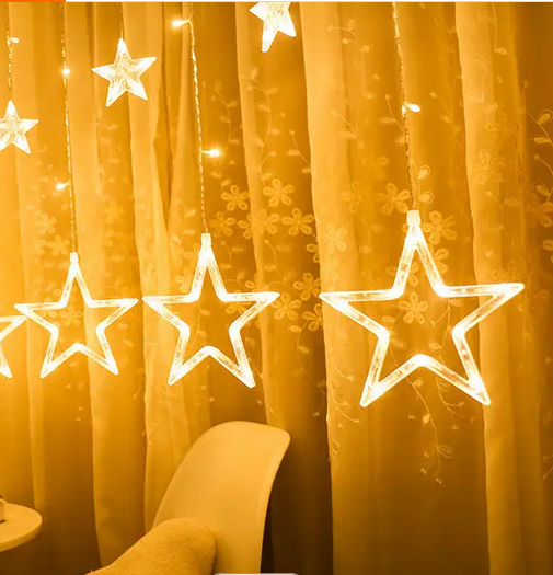 KURTYNA ŚWIETLNA GWIAZDKI LED ZEWNĘTRZNE IP44 WEWNĘTRZNE LAMPKI DEKORACYJNE - obrazek 3