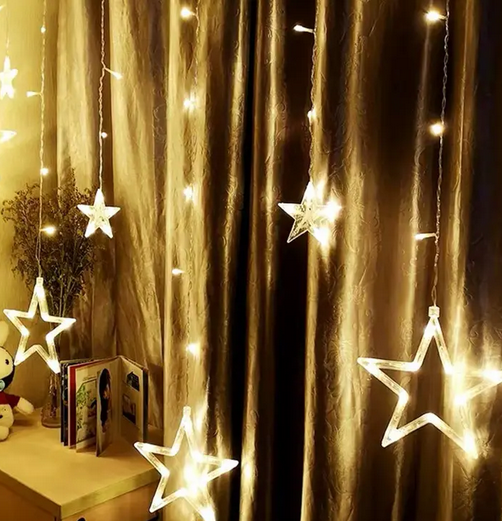 KURTYNA ŚWIETLNA GWIAZDKI LED ZEWNĘTRZNE IP44 WEWNĘTRZNE LAMPKI DEKORACYJNE - obrazek 5