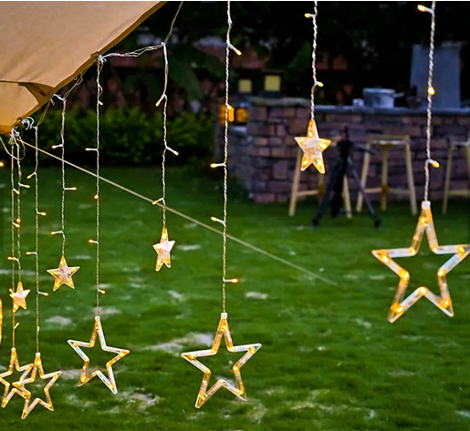 KURTYNA ŚWIETLNA GWIAZDKI LED ZEWNĘTRZNE IP44 WEWNĘTRZNE LAMPKI DEKORACYJNE - obrazek 9