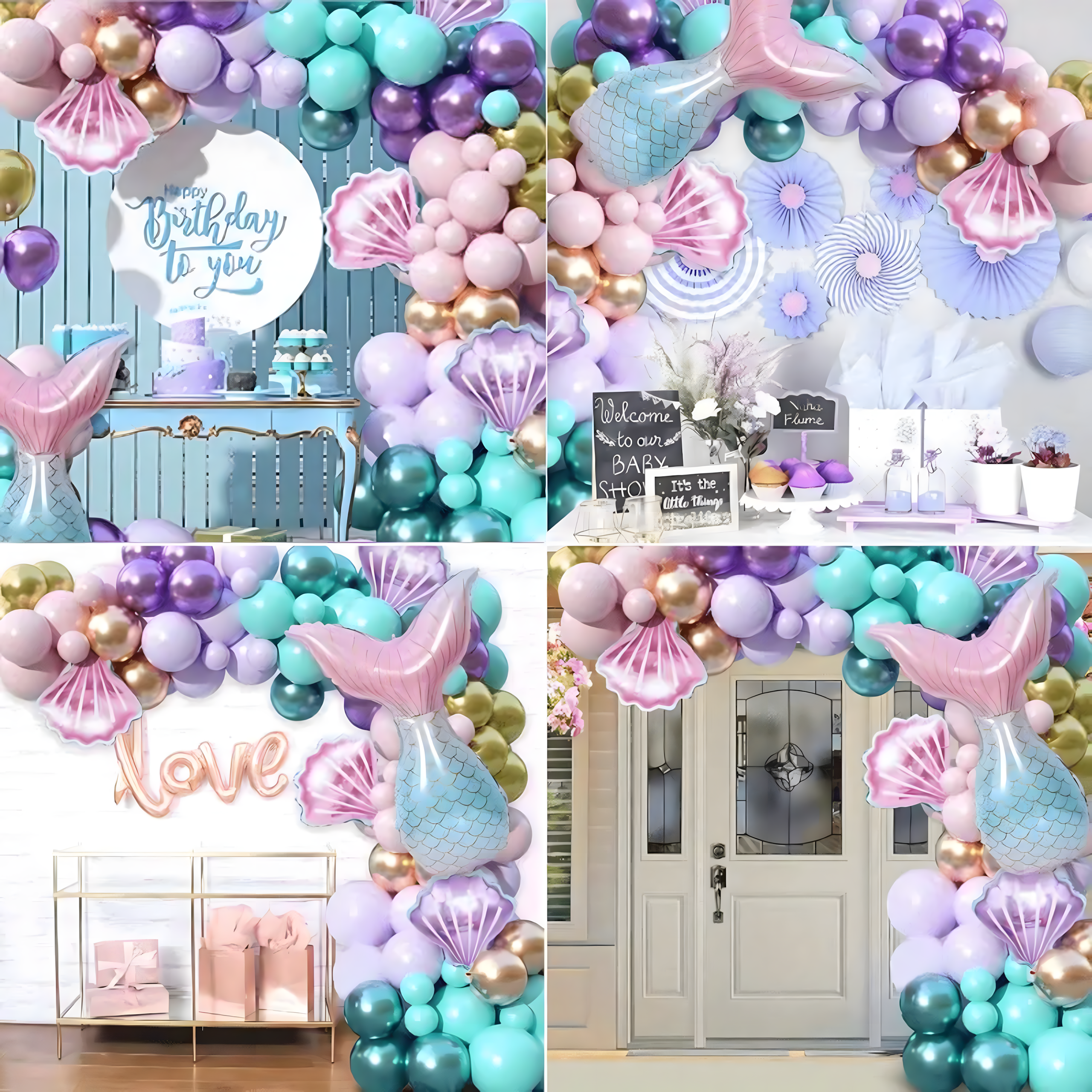 Girlanda Balonowa Balon Zestaw Balonów Łuk Balony Urodzinowe Syrenka 97 ele - obrazek 4