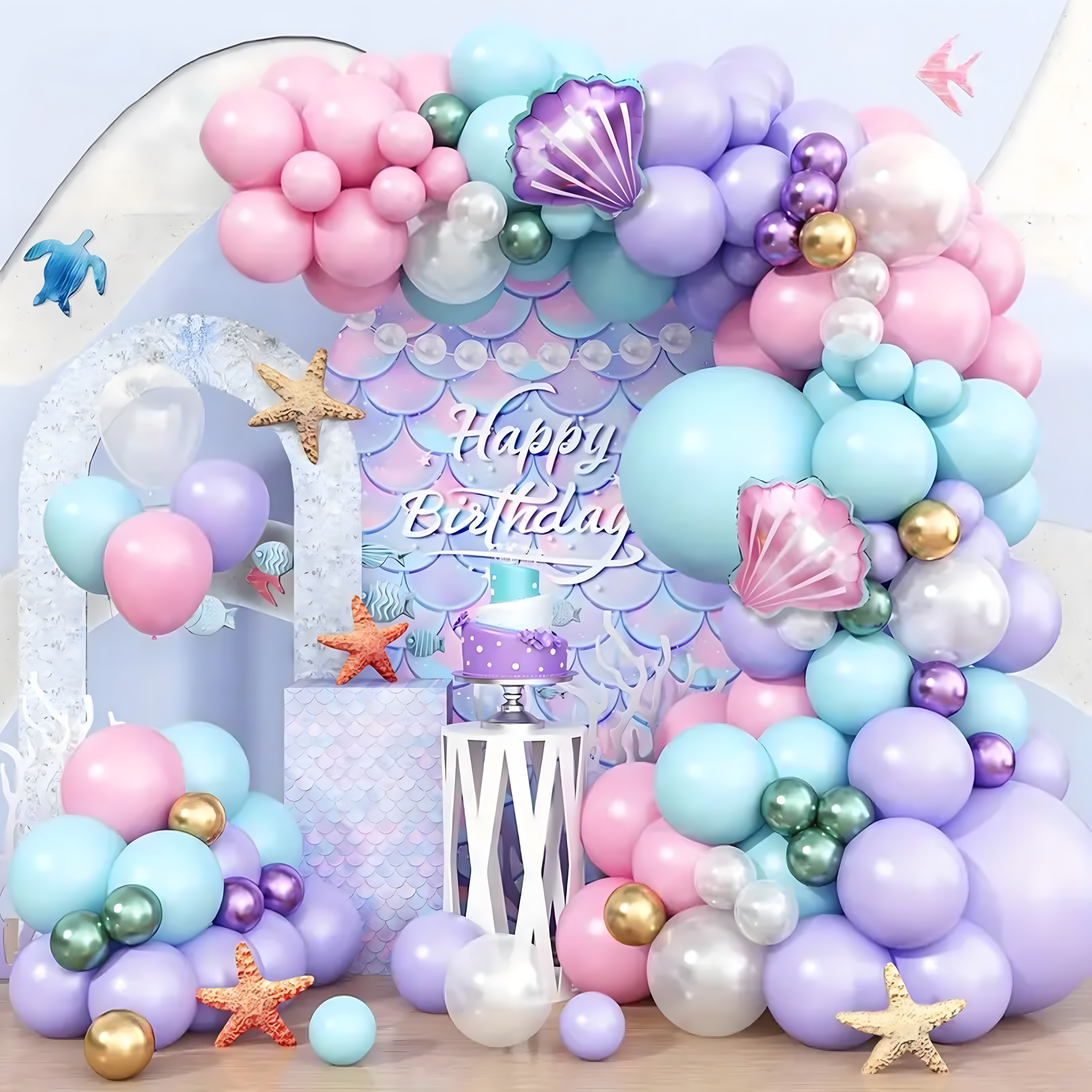 Girlanda Balonowa Balon Zestaw Balonów Łuk Balony Urodzinowe Syrenka 97 ele - obrazek 6