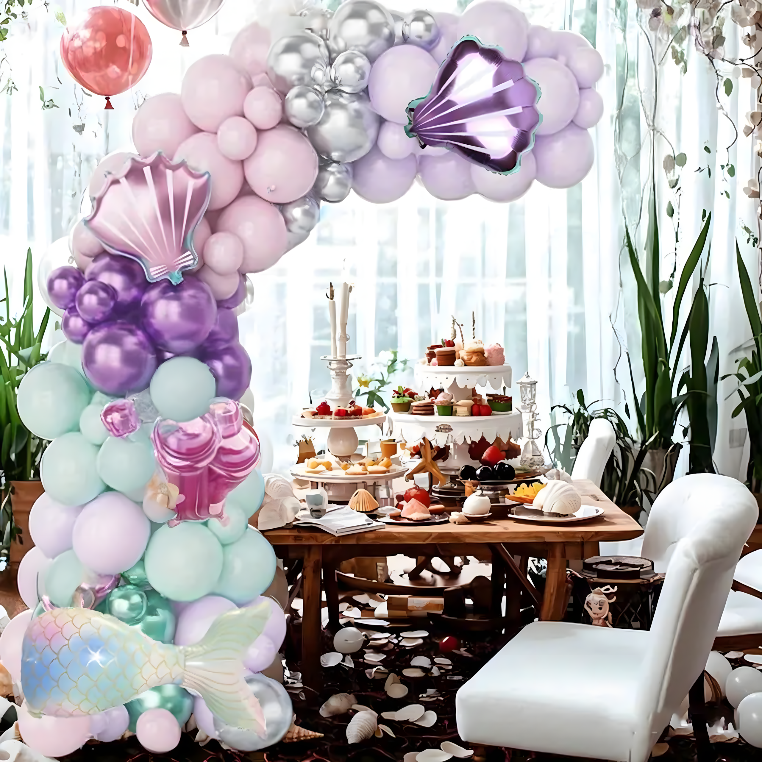 Girlanda Balonowa Balon Zestaw Balonów Łuk Balony Urodzinowe Syrenka 97 ele - obrazek 8