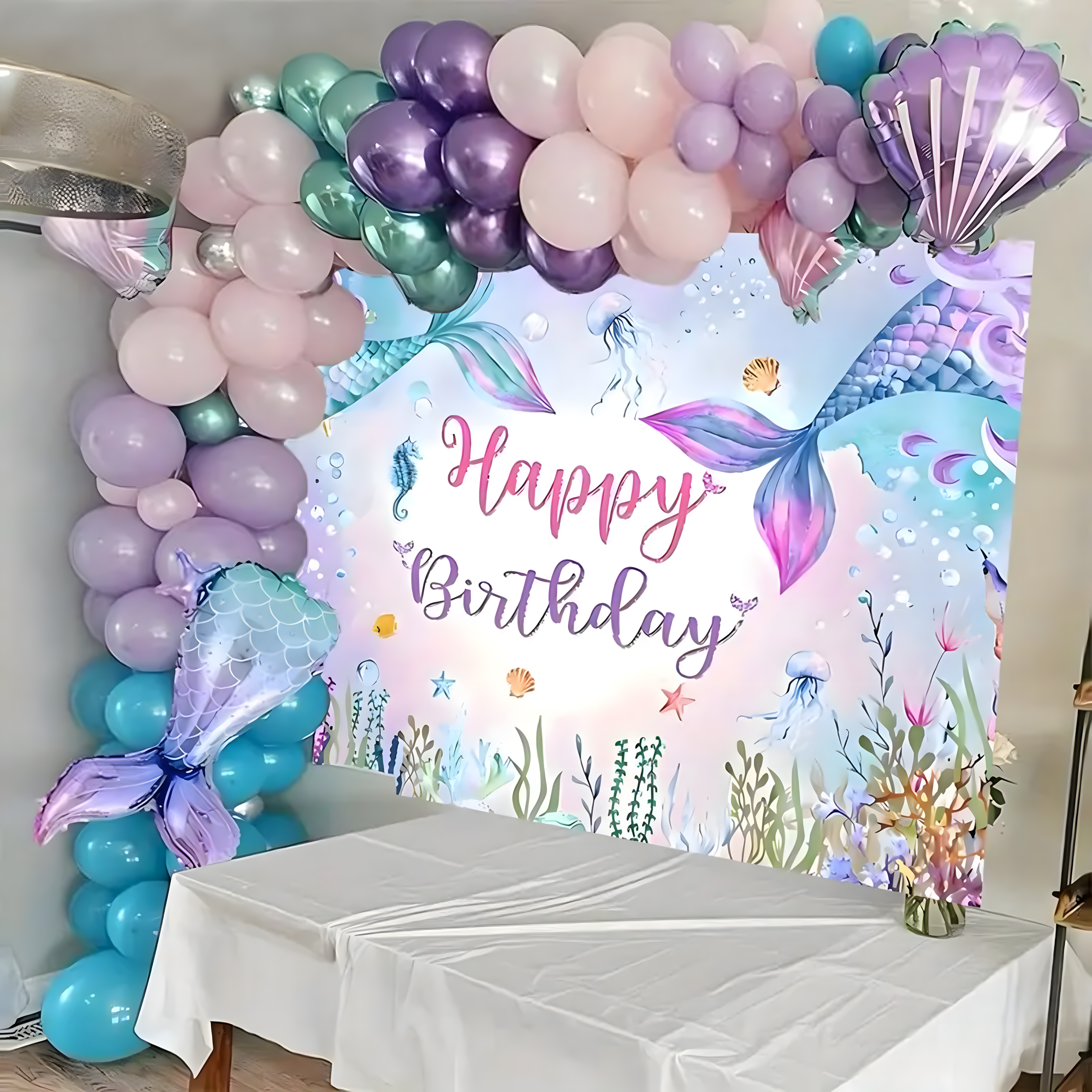 Girlanda Balonowa Balon Zestaw Balonów Łuk Balony Urodzinowe Syrenka 97 ele - obrazek 9