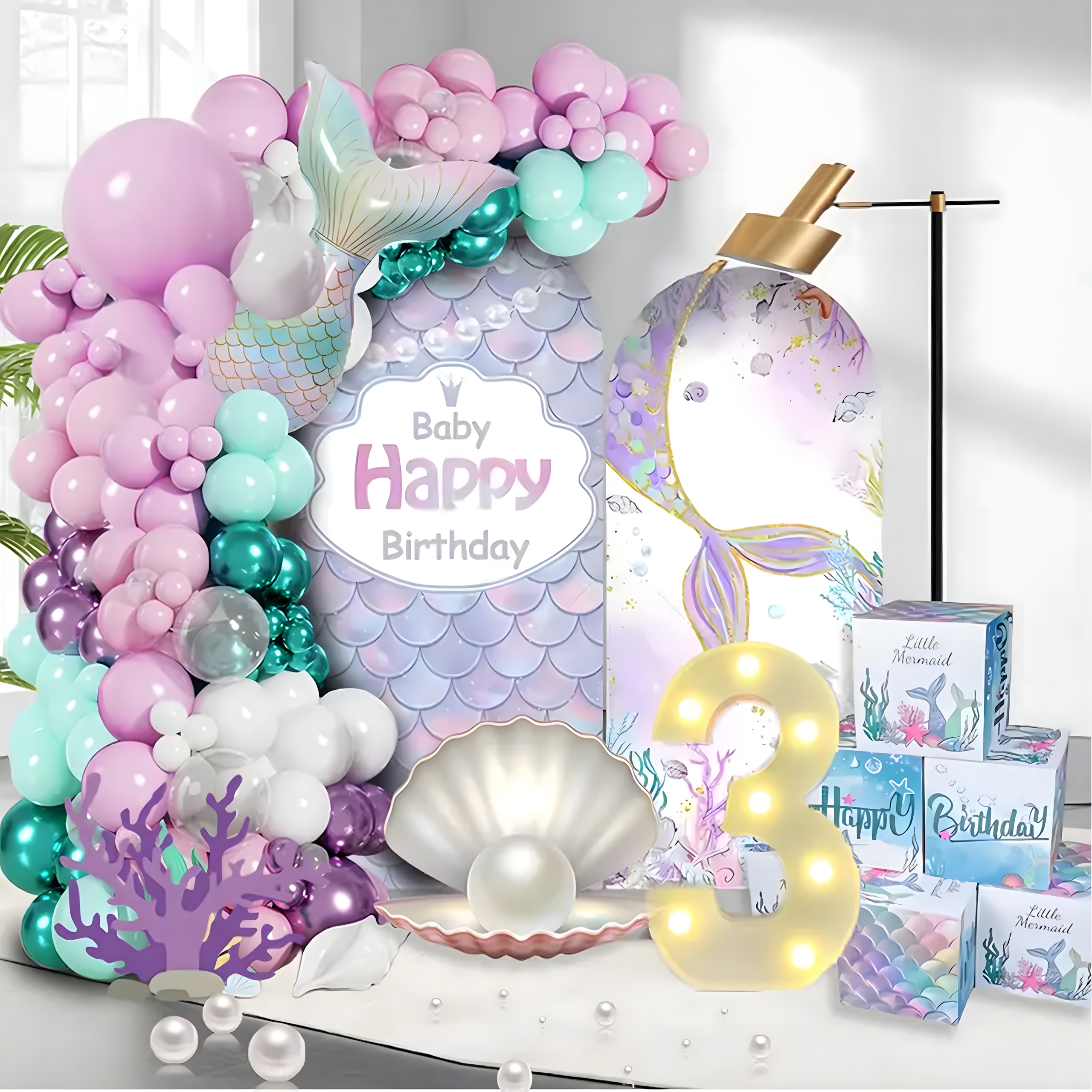 Girlanda Balonowa Balon Zestaw Balonów Łuk Balony Urodzinowe Syrenka 97 ele - obrazek 11