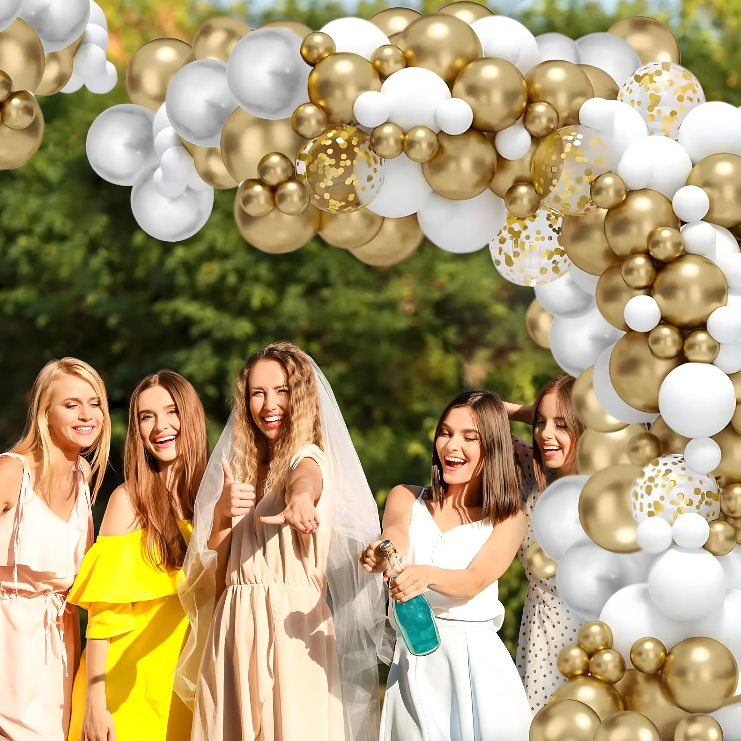 Girlanda Balonowa Zestaw Balonów na Urodziny Wesele Złote Białe 110 ele - obrazek 6