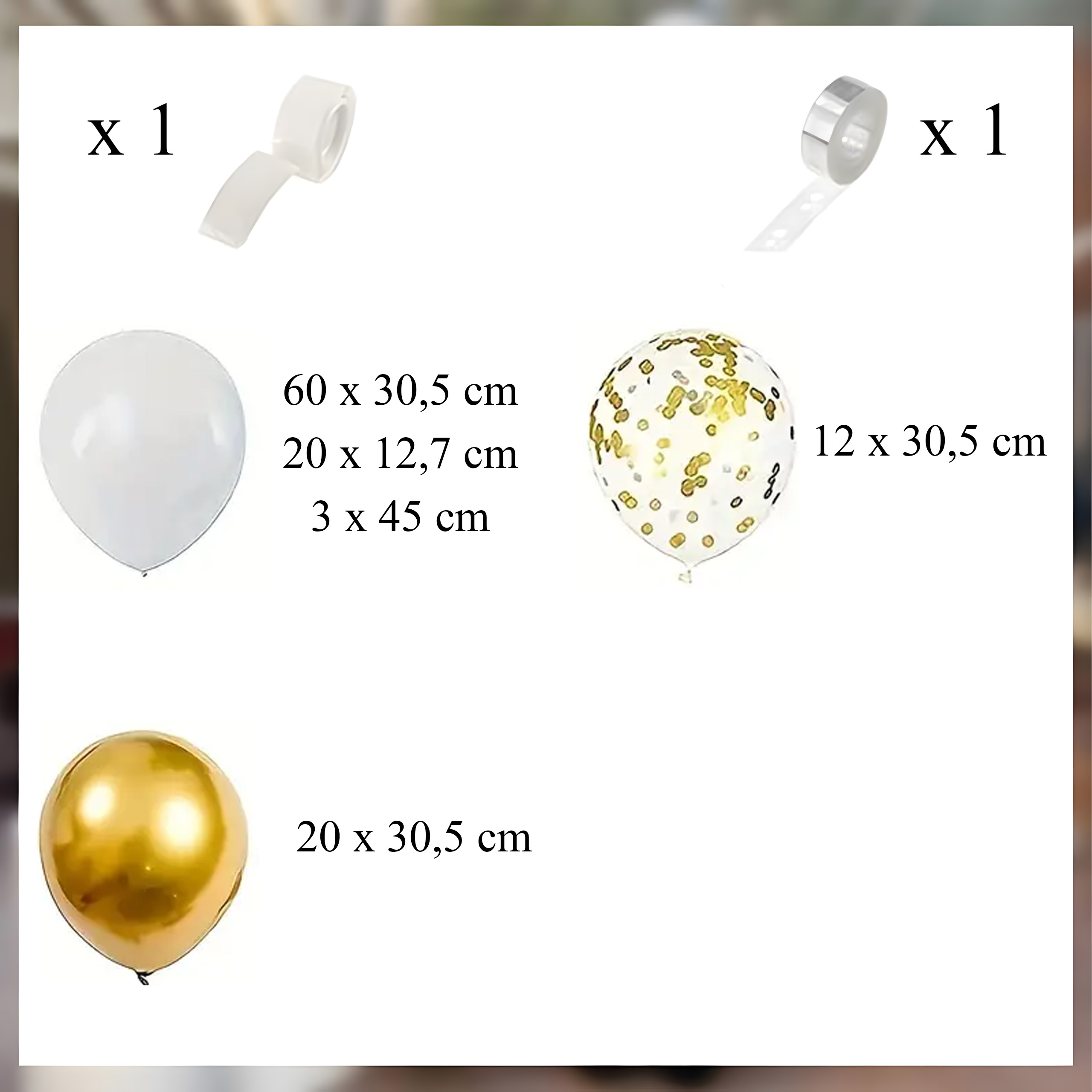 Girlanda Balonowa Zestaw Balonów na Urodziny Wesele Złote Białe 110 ele - obrazek 11