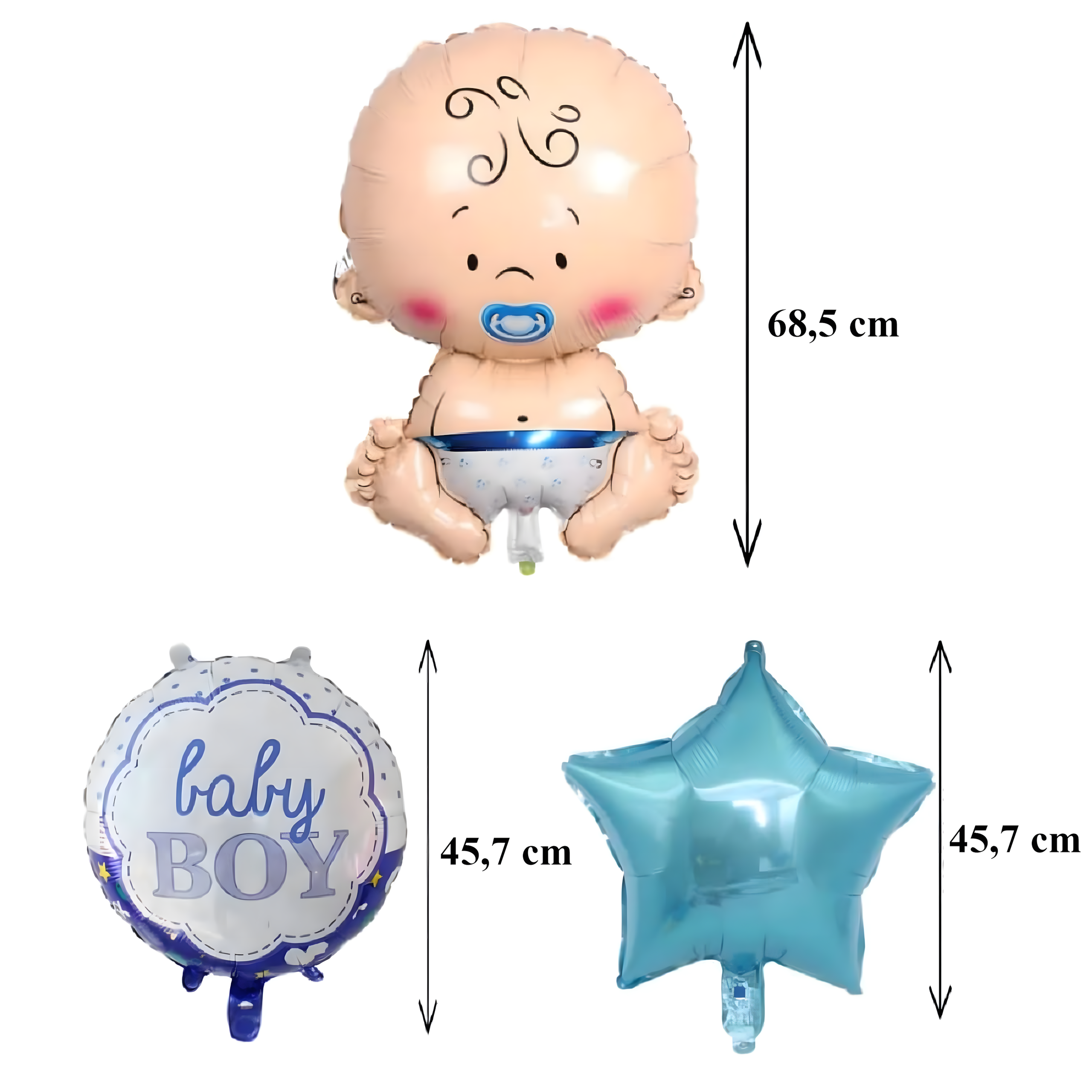 Balony na Baby Shower Bobas Chłopiec Baby Boy Zestaw 5 szt Gwiazdki Balon - obrazek 3