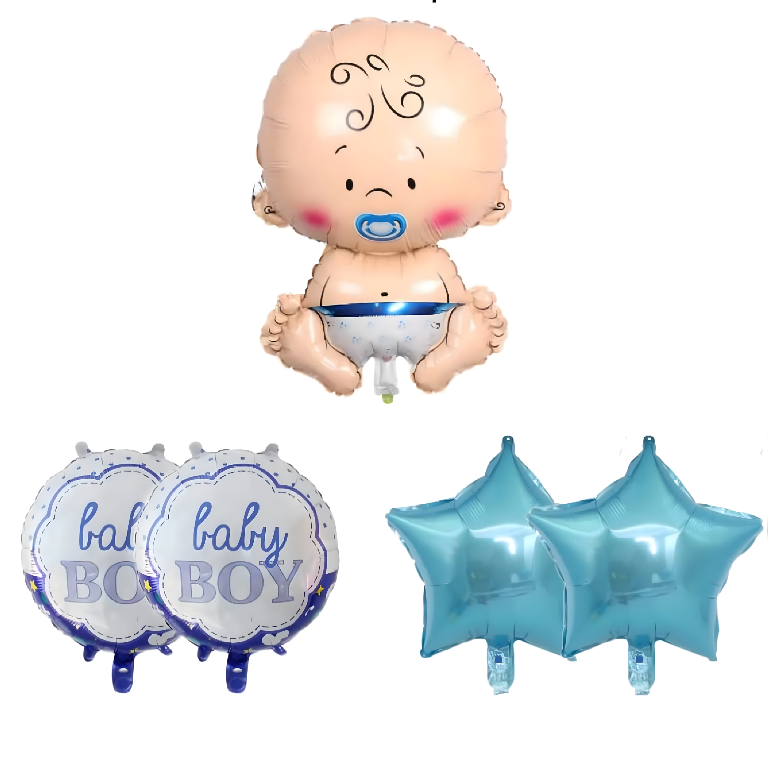 Balony na Baby Shower Bobas Chłopiec Baby Boy Zestaw 5 szt Gwiazdki Balon - obrazek 4