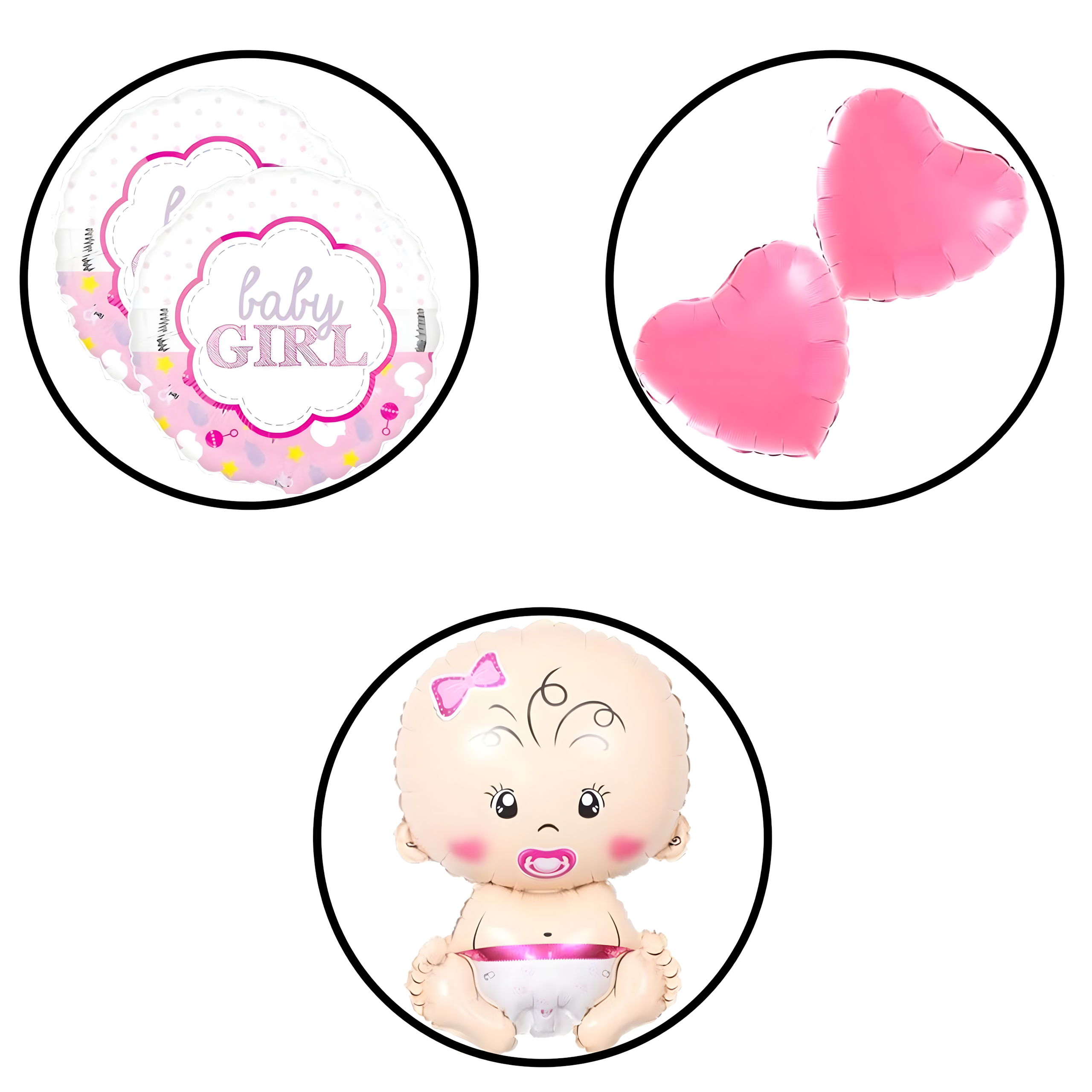 Balony na Baby Shower Bobas Dziewczynka Baby Girl Zestaw 5 szt Gwiazdki - obrazek 3