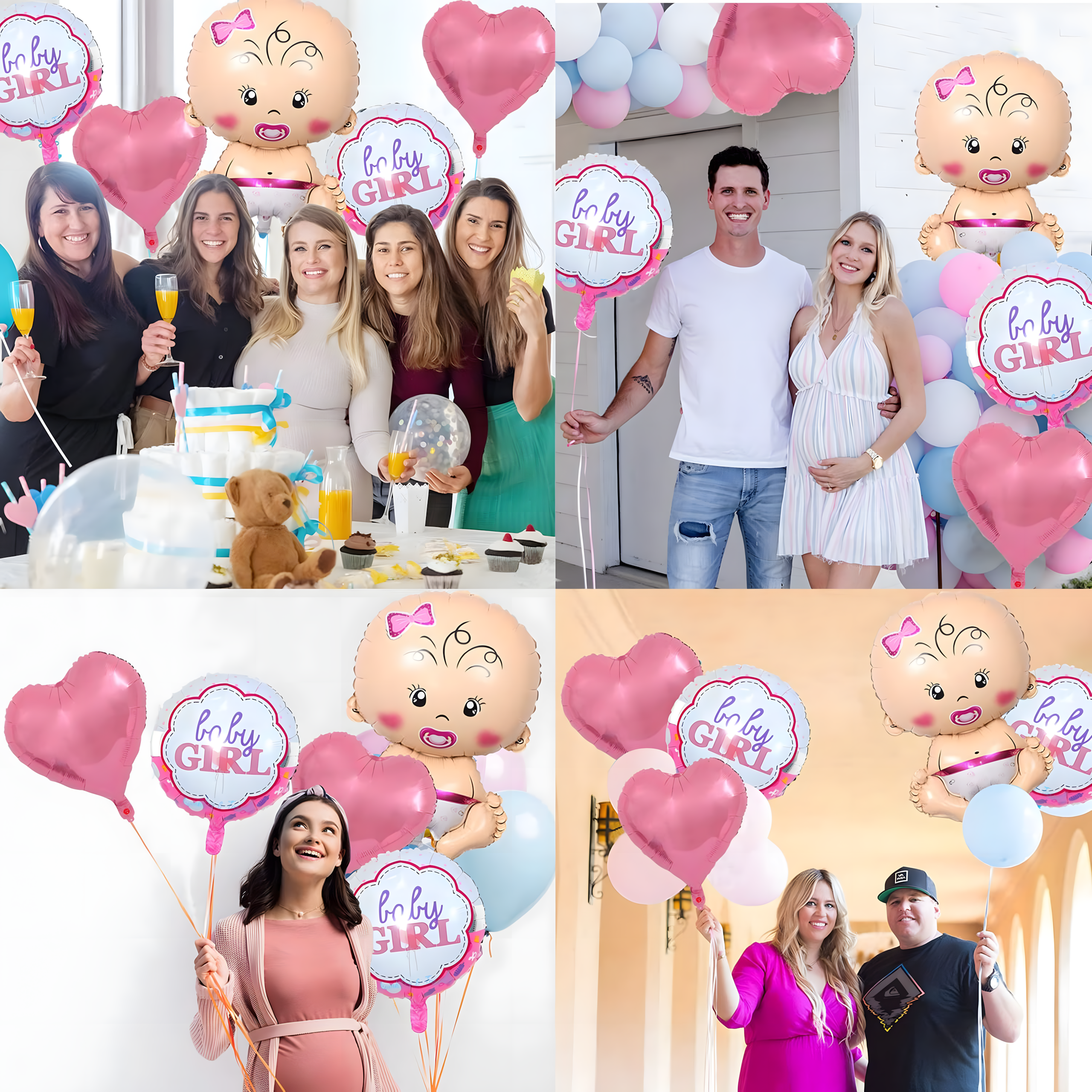 Balony na Baby Shower Bobas Dziewczynka Baby Girl Zestaw 5 szt Gwiazdki - obrazek 6