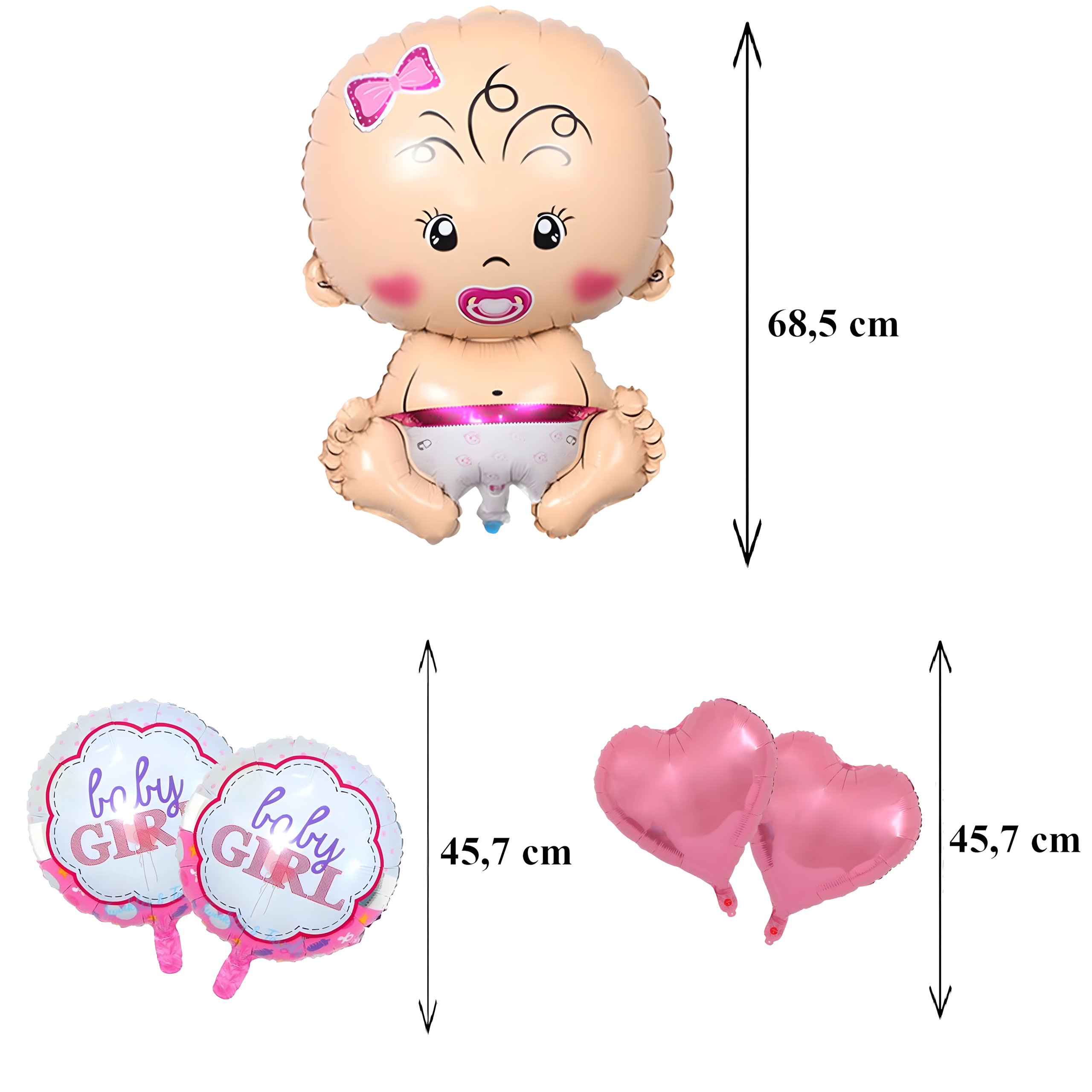 Balony na Baby Shower Bobas Dziewczynka Baby Girl Zestaw 5 szt Gwiazdki - obrazek 7