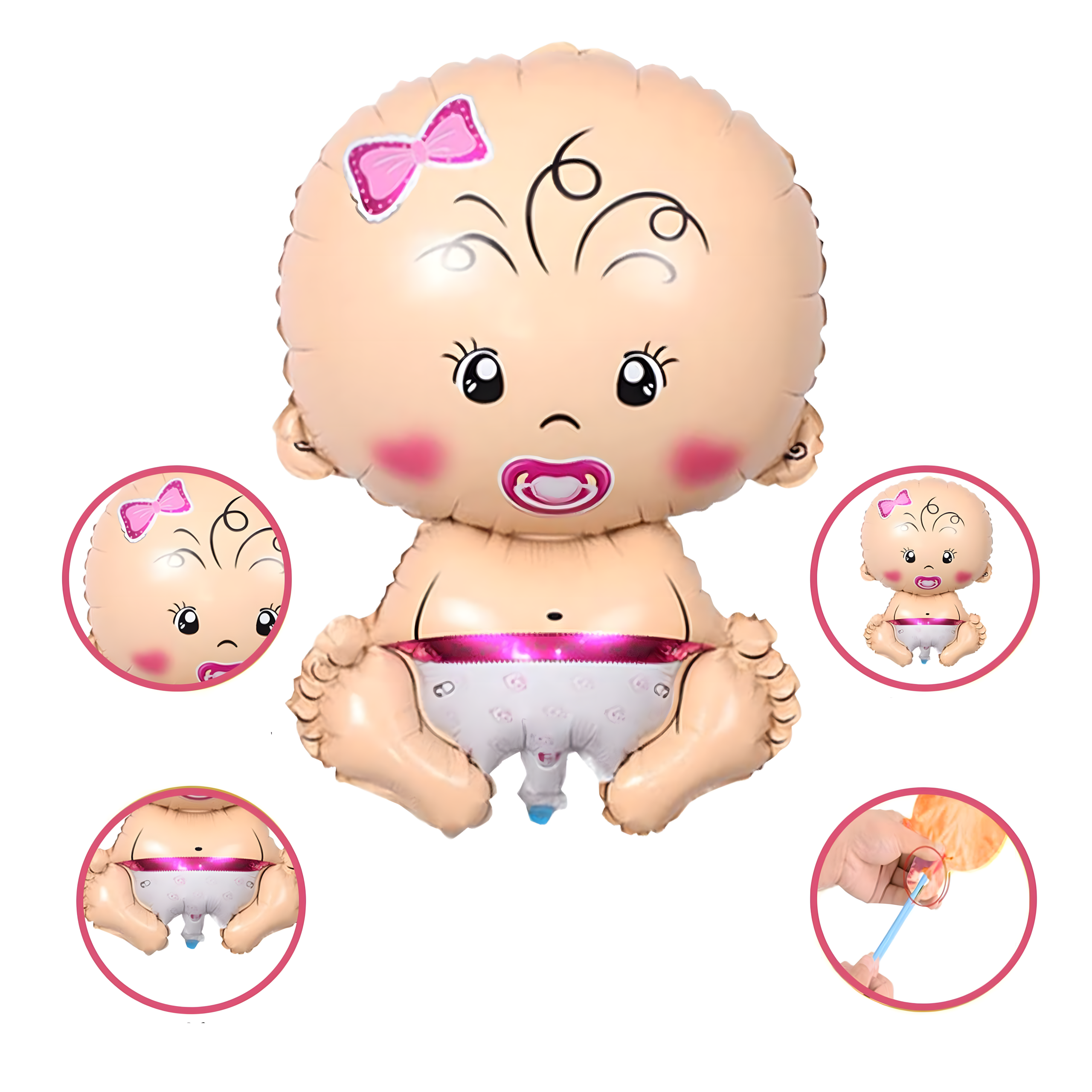 Balony na Baby Shower Bobas Dziewczynka Baby Girl Zestaw 5 szt Gwiazdki - obrazek 8