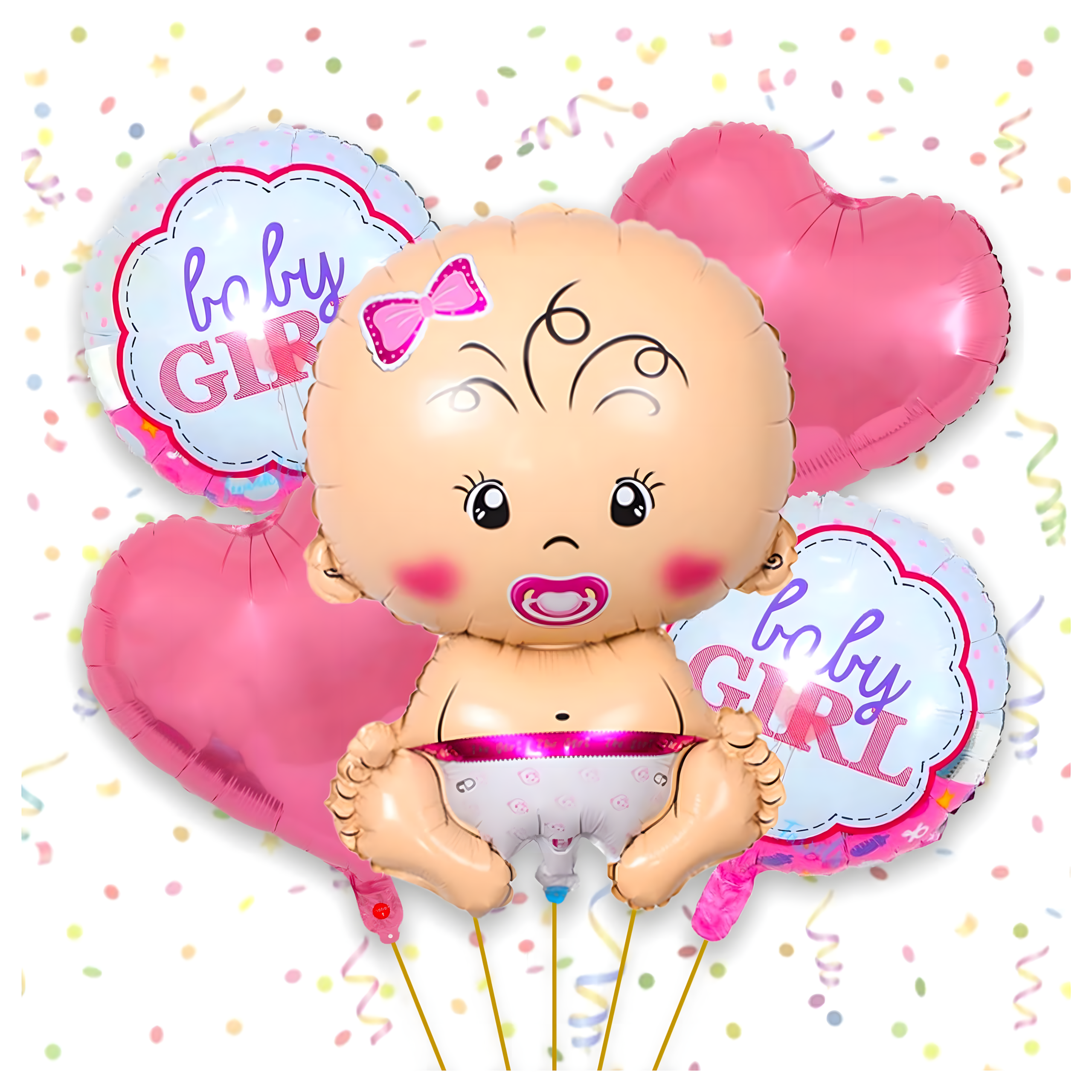 Balony na Baby Shower Bobas Dziewczynka Baby Girl Zestaw 5 szt Gwiazdki - obrazek 9