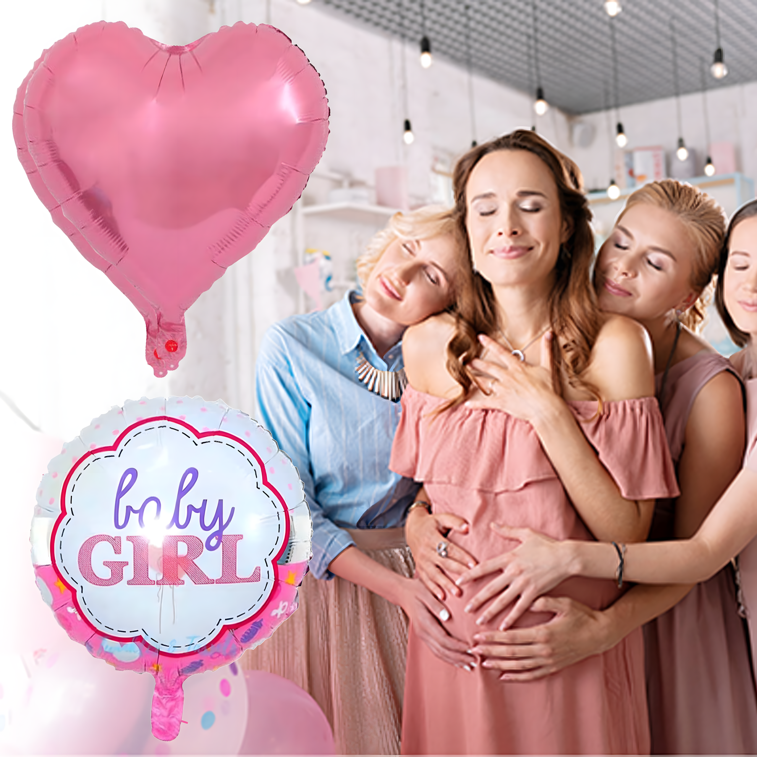 Balony na Baby Shower Bobas Dziewczynka Baby Girl Zestaw 5 szt Gwiazdki - obrazek 10