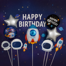 Zestaw Balonów Foliowych na Urodziny Kosmos Rakieta 5 szt