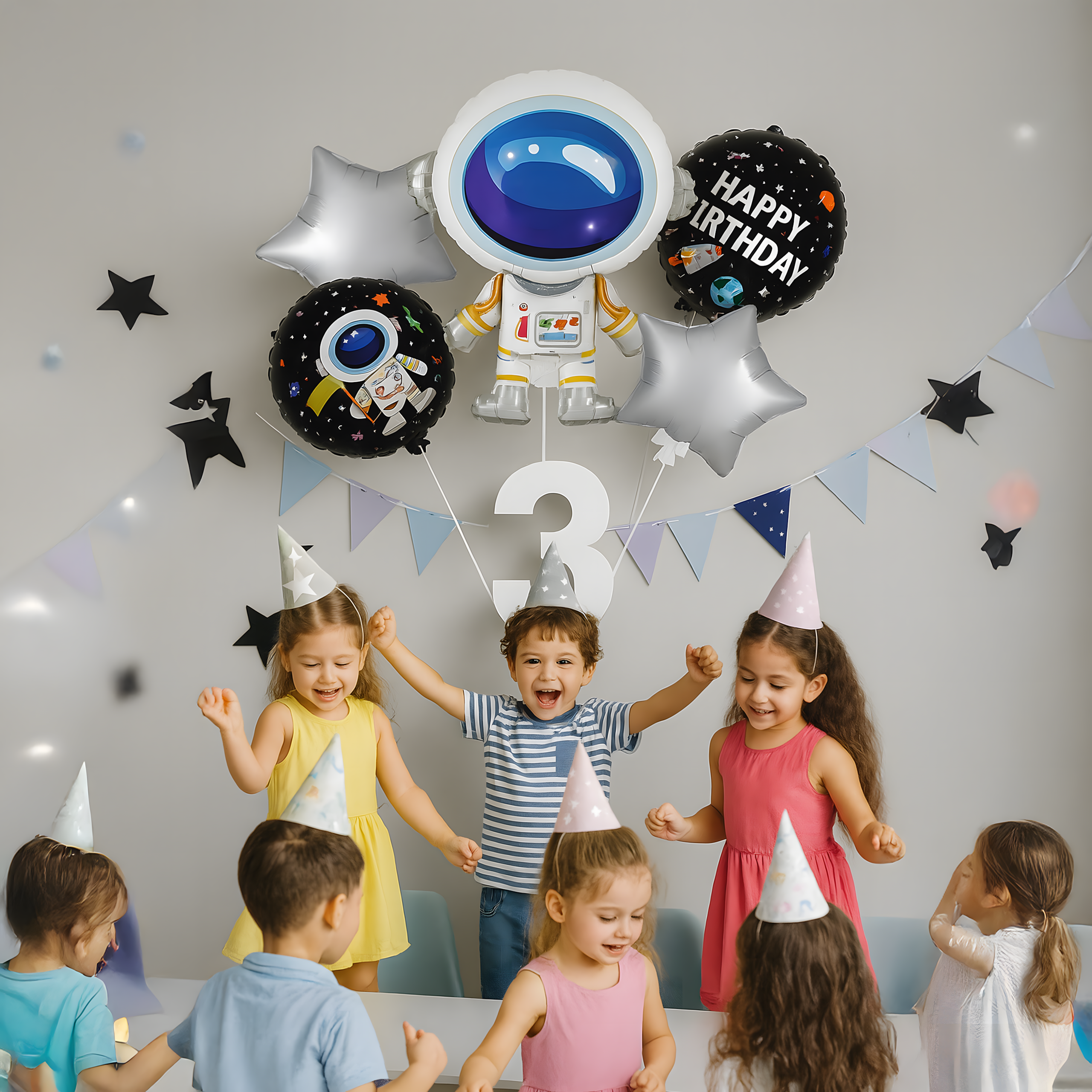 Zestaw Balonów Foliowych na Urodziny Kosmos Astronauta Gwiazdy 5 szt - obrazek 4