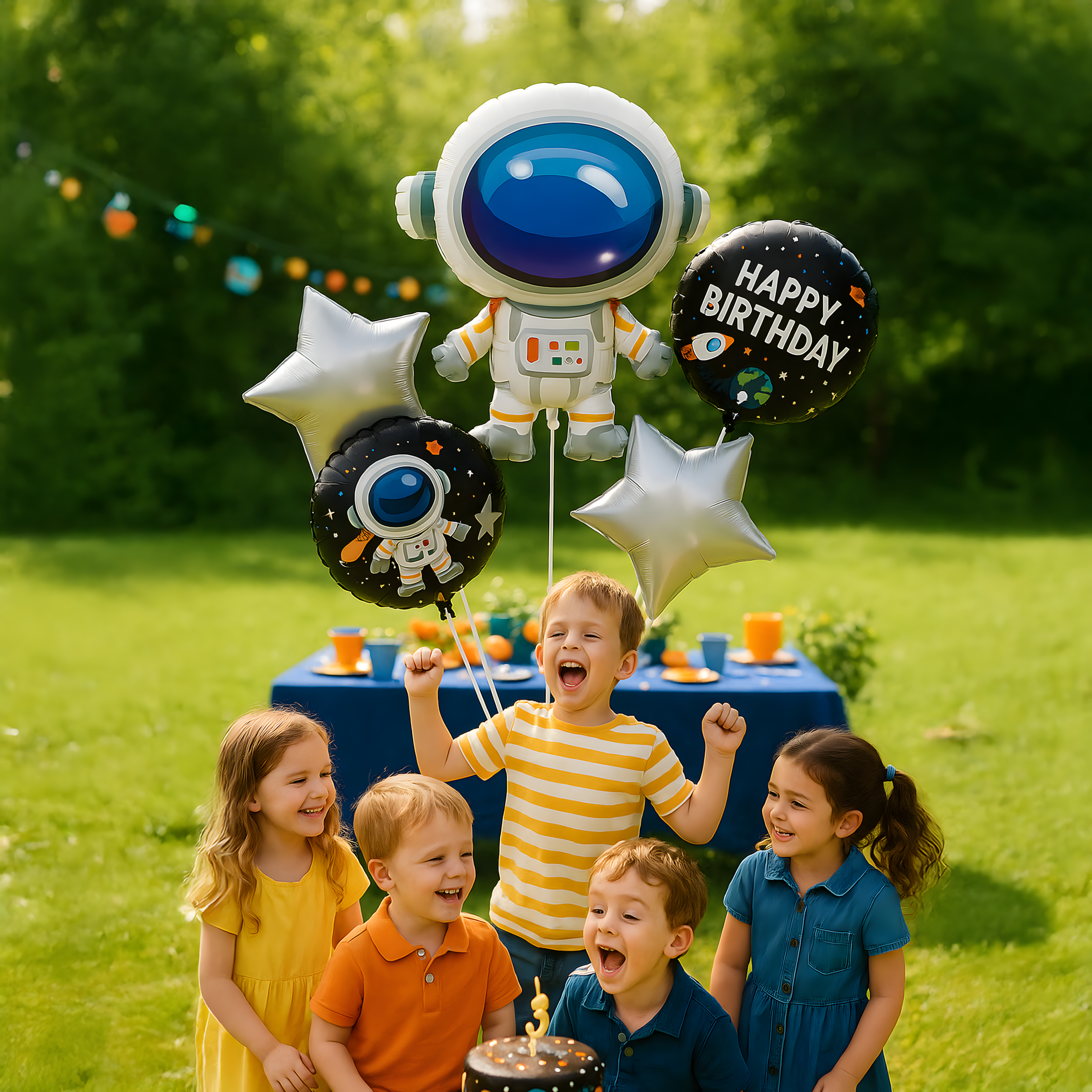 Zestaw Balonów Foliowych na Urodziny Kosmos Astronauta Gwiazdy 5 szt - obrazek 6