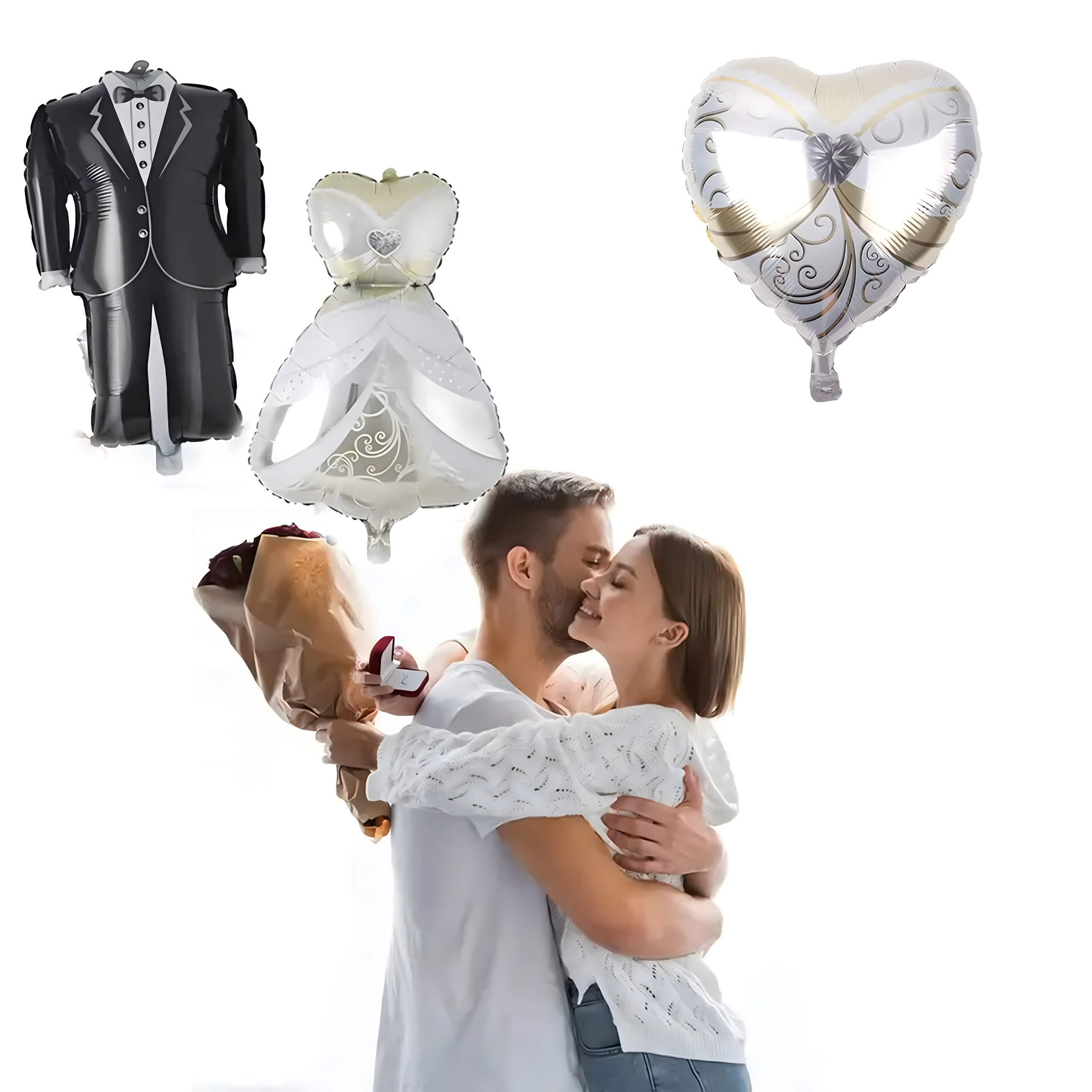 Balony Weselne Garnitur Suknia Ślubna Ślub na Wesele 5 szt - obrazek 6