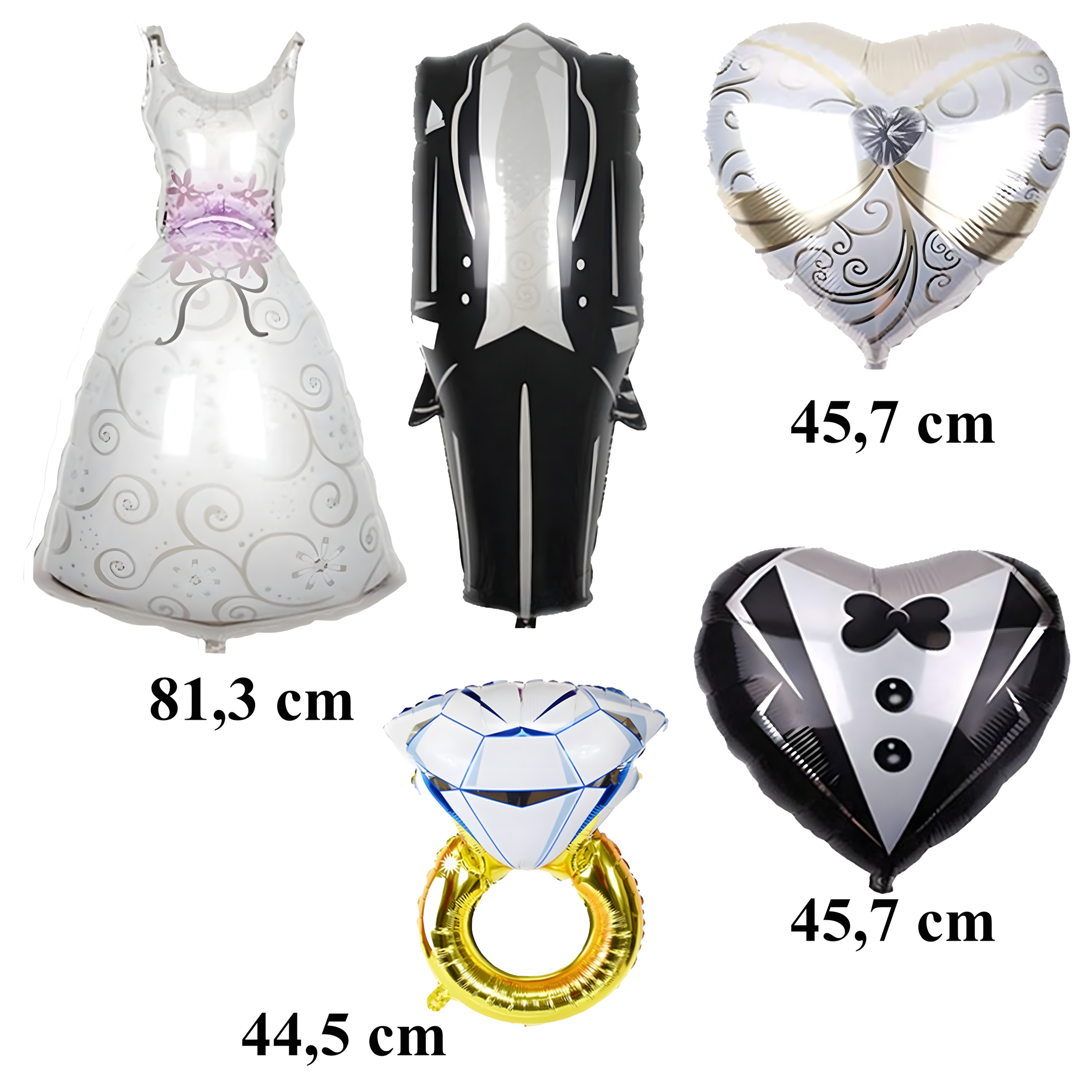 Balony Weselne Garnitur Suknia Ślubna Ślub na Wesele 5 szt - obrazek 7