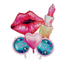 Zestaw Balonów Urodzinowych Dla Dziewczyn Szminka Usta Happy Birthday 5szt