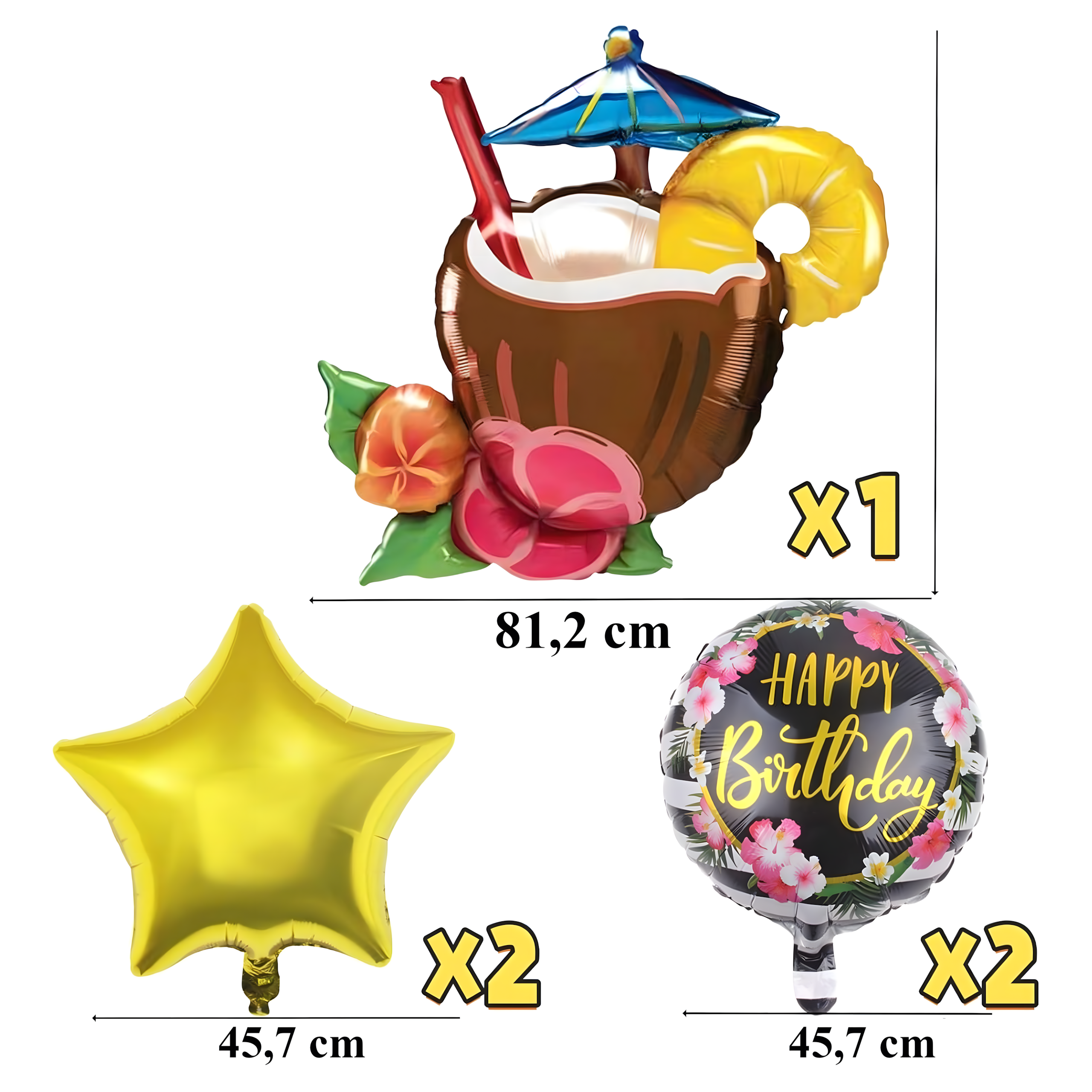 Zestaw Balonów Aloha Hawajskie na Urodziny Urodzinowe Przyjęcia 5 szt - obrazek 3